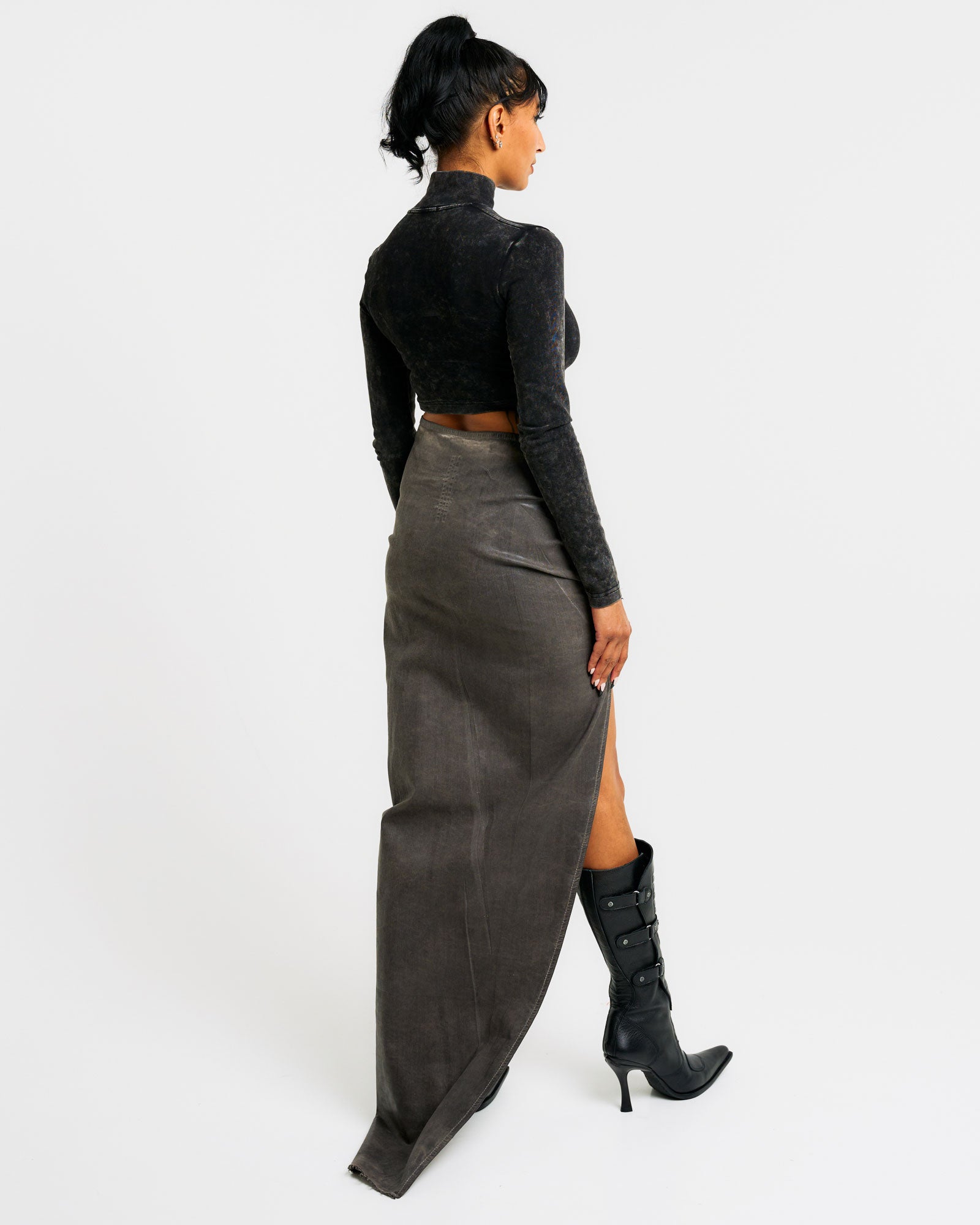 Rick Owens Soft EDFU Skirt Grey Detail view 4 | Gate