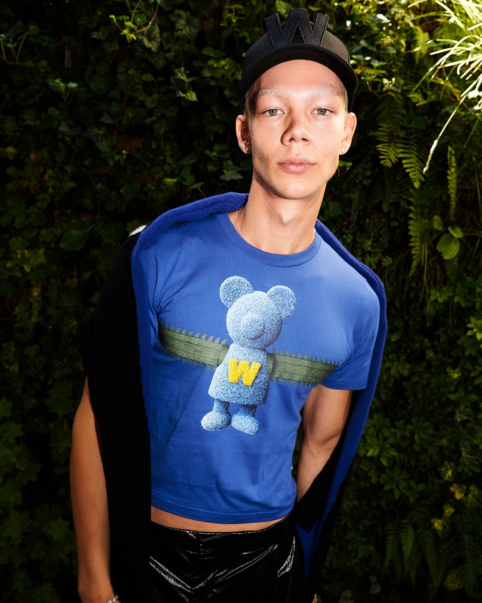 Walter Van Beirendonck Bear Micro Tee Mazzarine Blue T-Shirts 8016 / CC34 On Model Front View | GATE
