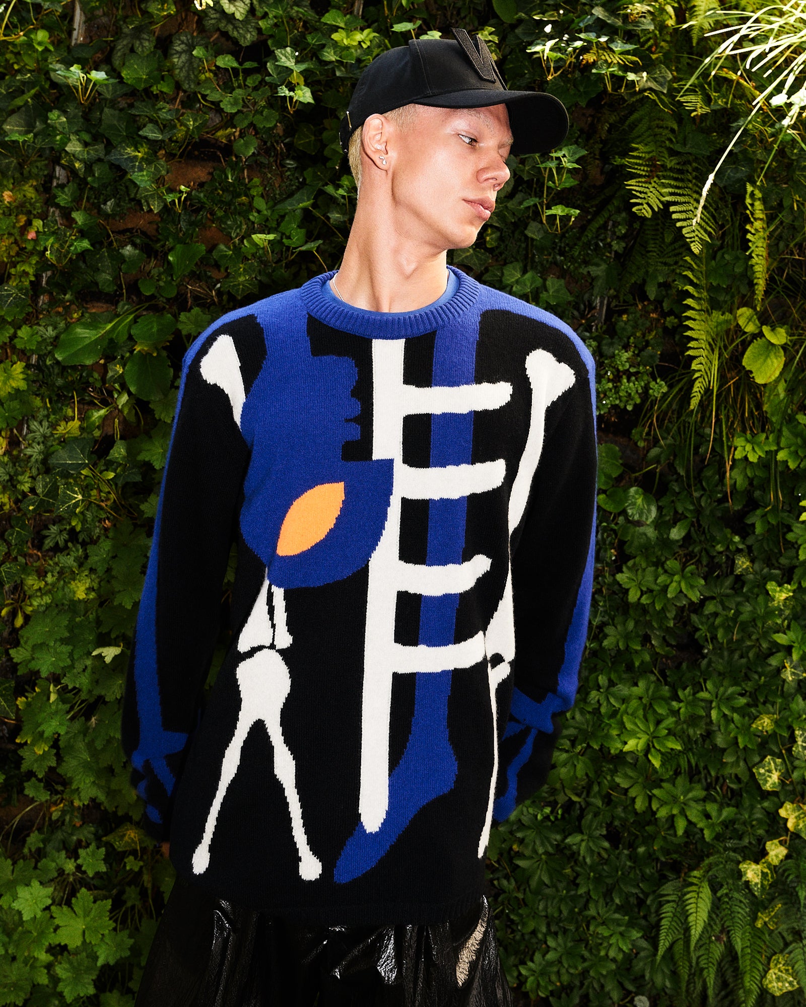 Walter Van Beirendonck Skeleton Knit Comb. I Black Knits 5002 / Comb. I Black On Model Front View | GATE