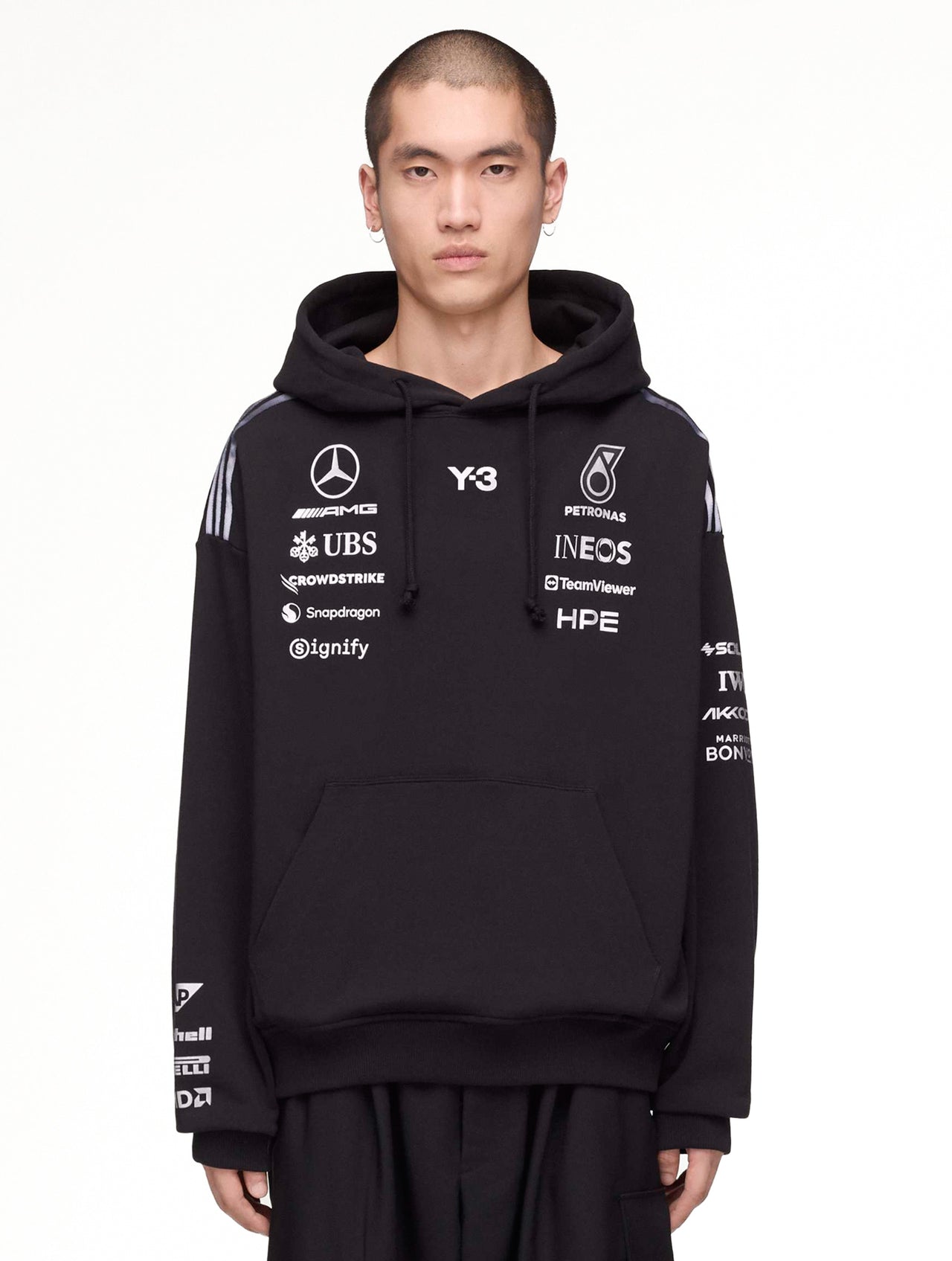 Mercedes-AMG Petronas F1 x Y-3 F1 Team Hoodie Black Hoodies KR2392 Detail View 1 | GATE