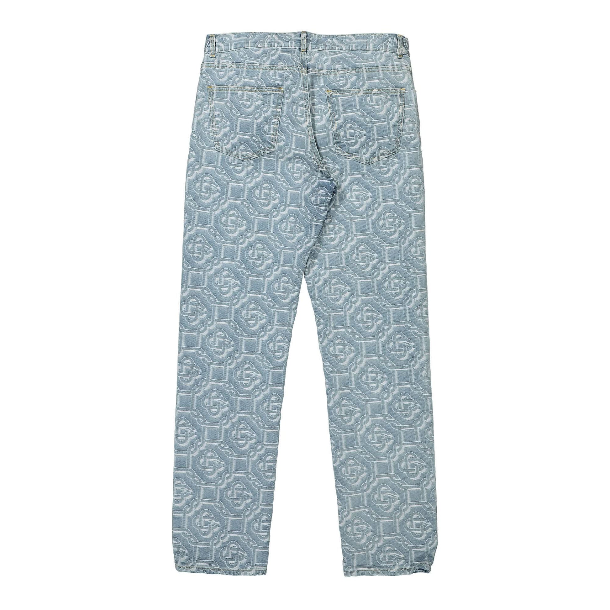 Casablanca Denim Bleached Monogram Trousers Blue Detail view 2 | Gate