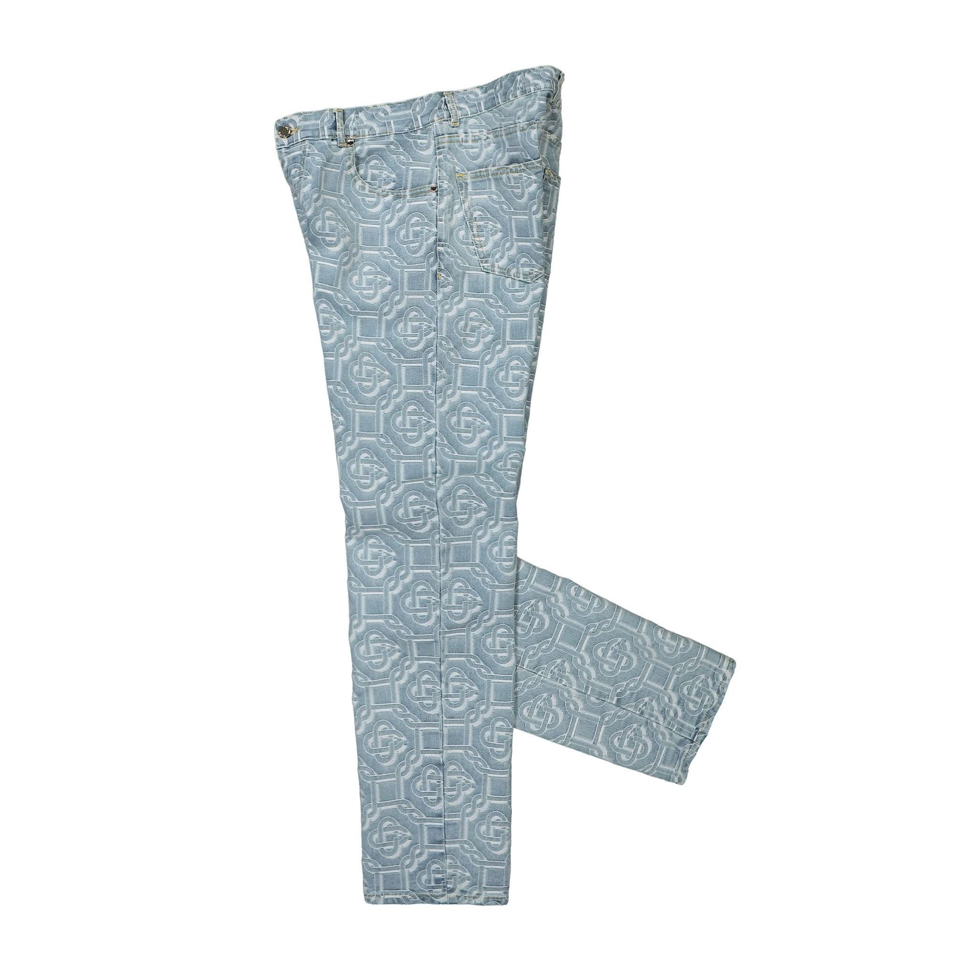 Casablanca Denim Bleached Monogram Trousers Blue Detail view 3 | Gate