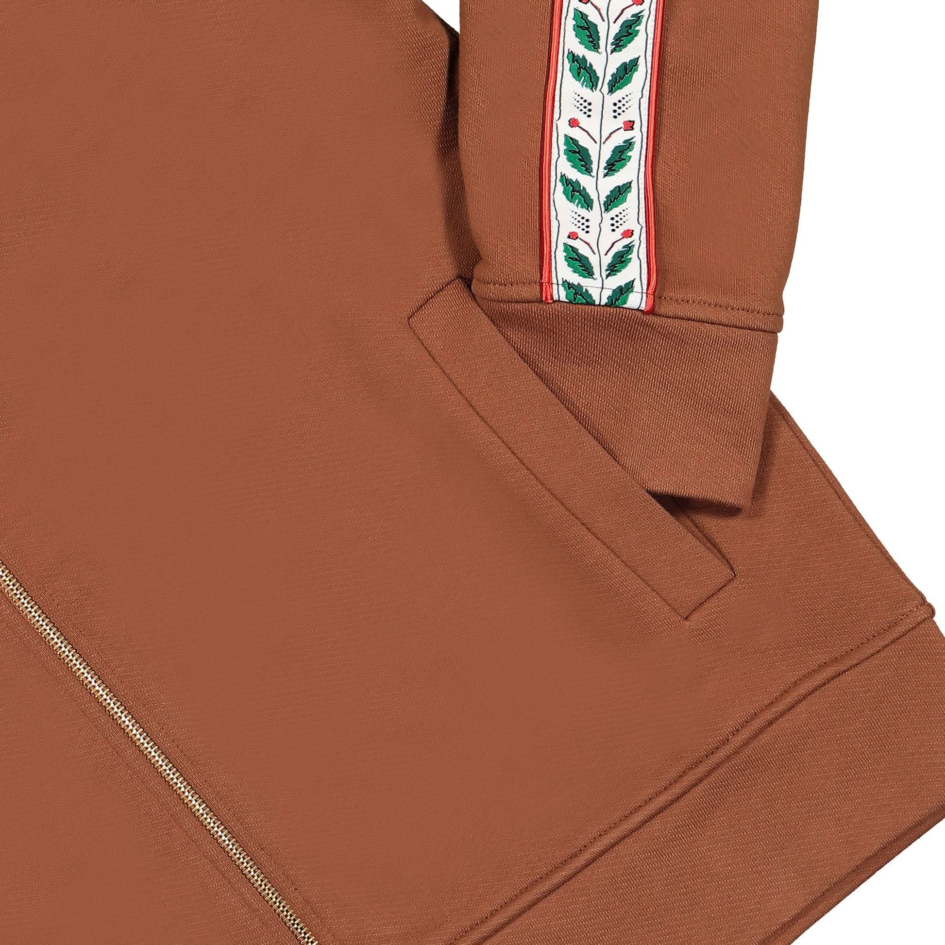 Casablanca Motosport Laurel Tape Zip Sweatshirt Brown Detail view 4 | Gate