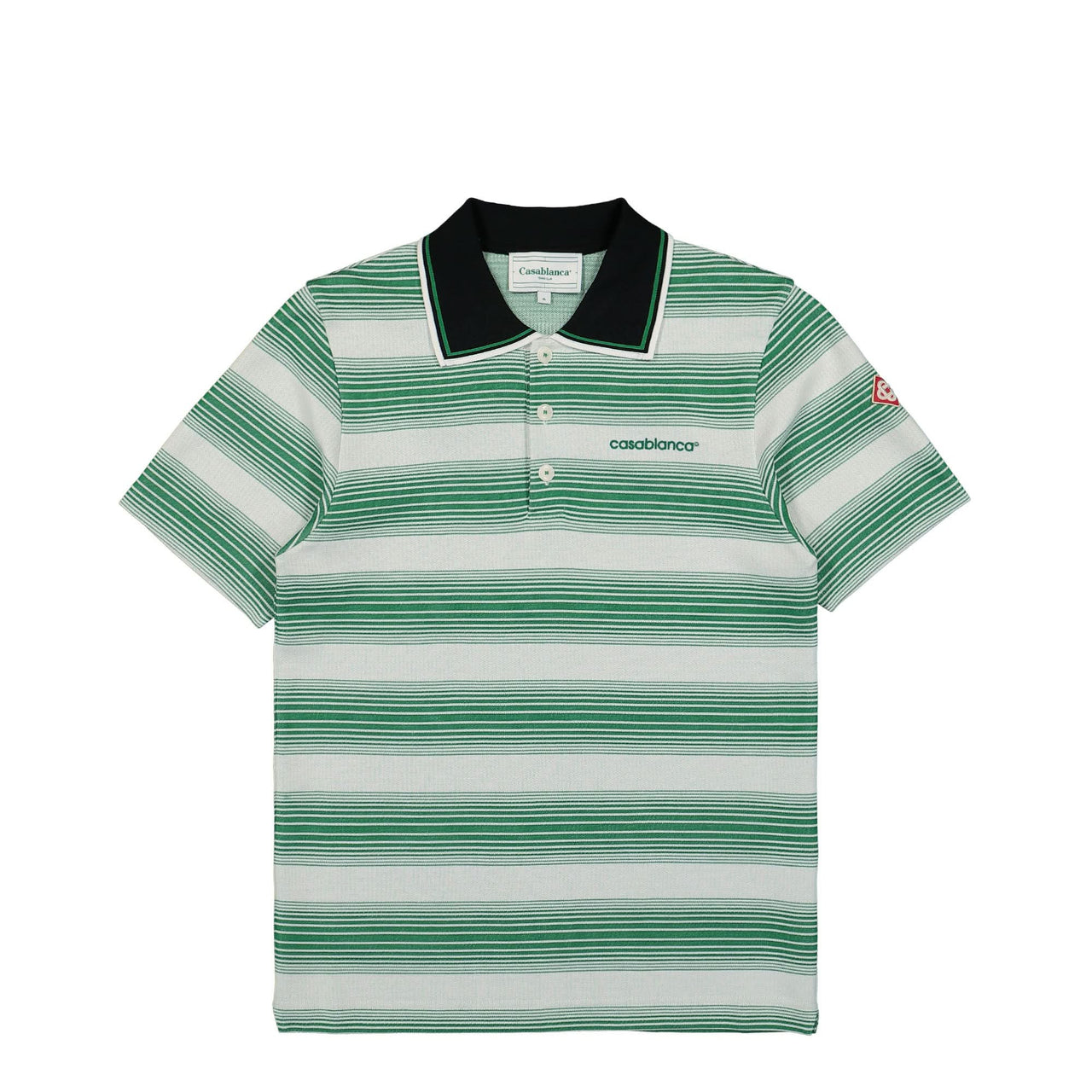 Casablanca Gradient Stripe Interlock Polo Shirt White Detail view 1 | Gate