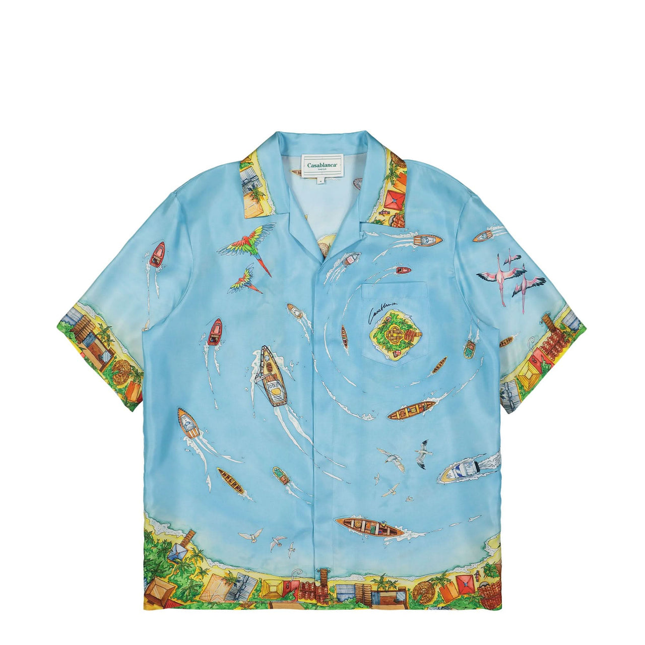 Casablanca Cuban Collar Short Sleeve Shirt Multicolor Detail view 1 | Gate