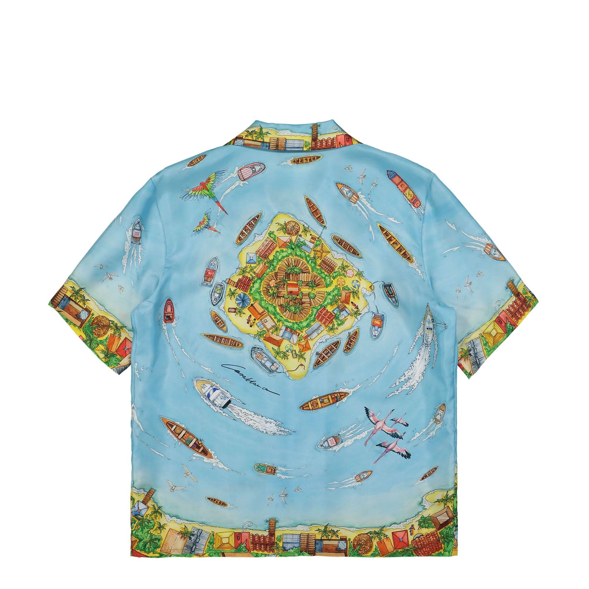 Casablanca Cuban Collar Short Sleeve Shirt Multicolor Detail view 3 | Gate