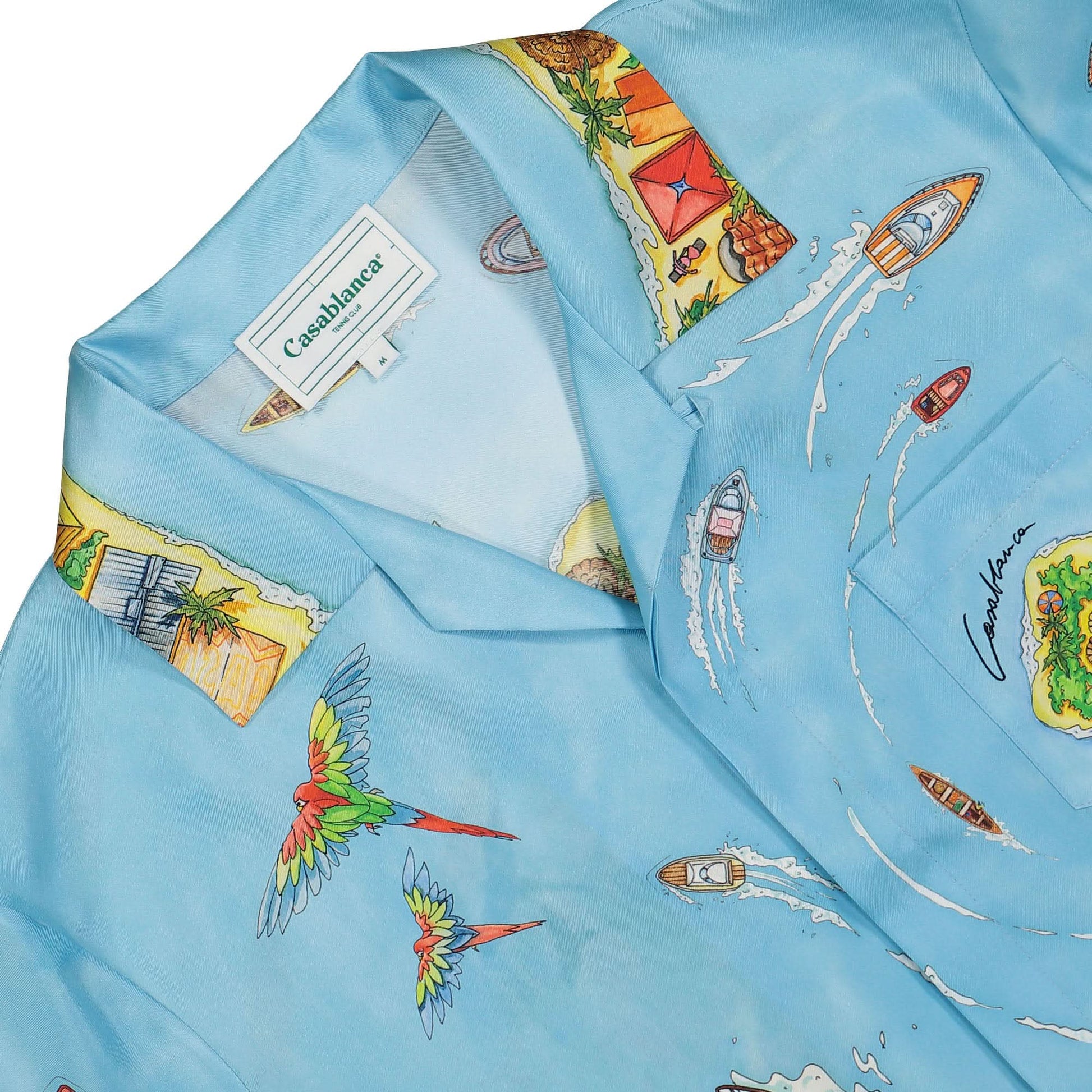 Casablanca Cuban Collar Short Sleeve Shirt Multicolor Detail view 4 | Gate