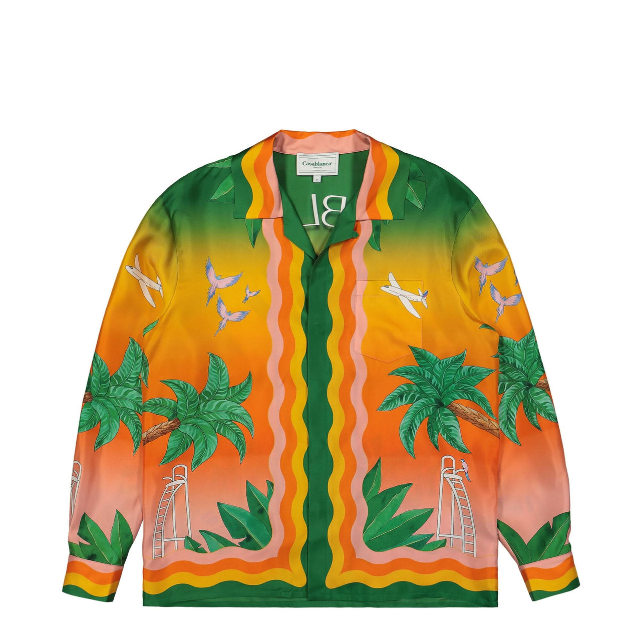 Casablanca Cuban Collar Long Sleeve Shirt Multicolor Detail view 1 | Gate