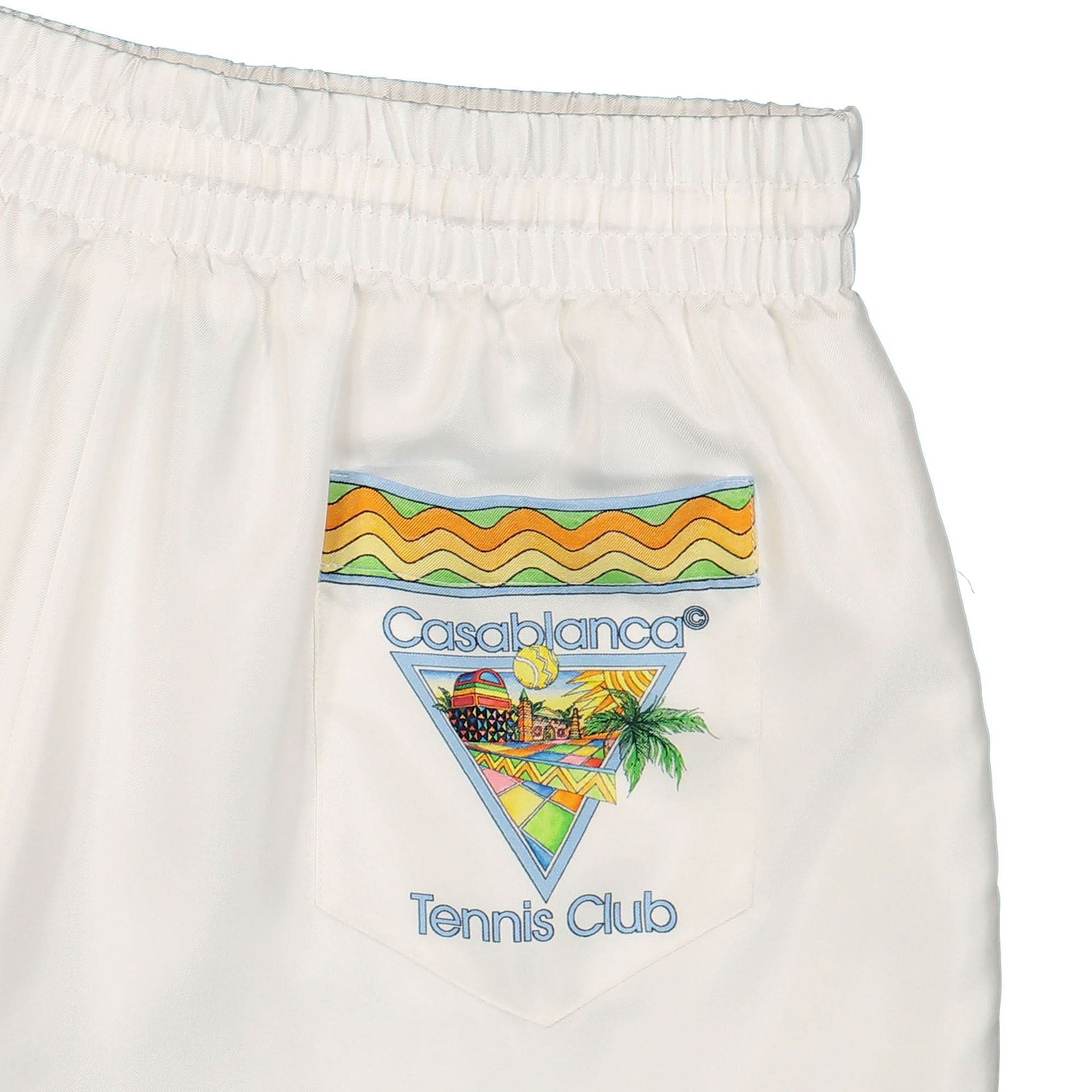 Casablanca Silk Shorts With Drawstrings Beige Detail view 5 | Gate