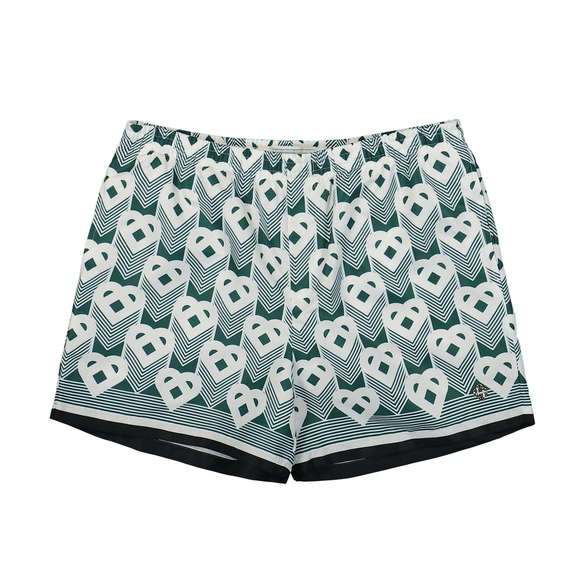 Casablanca Heart Monogram Swim Trunks Green Detail view 1 | Gate