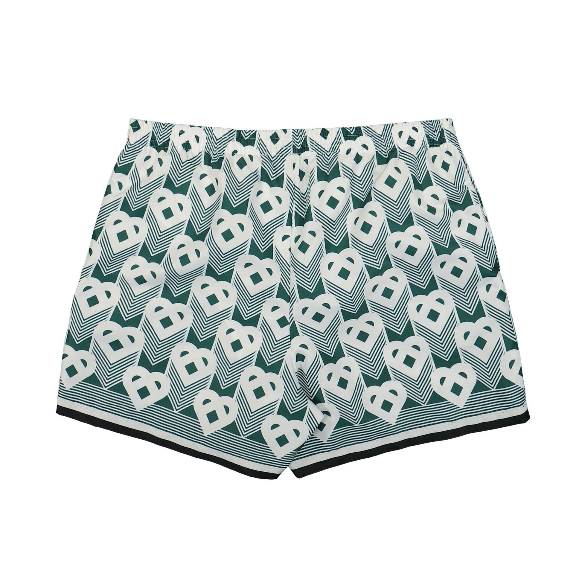Casablanca Heart Monogram Swim Trunks Green Detail view 2 | Gate