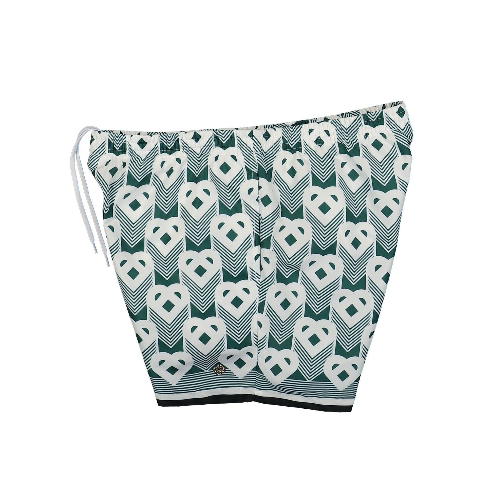 Casablanca Heart Monogram Swim Trunks Green Detail view 3 | Gate