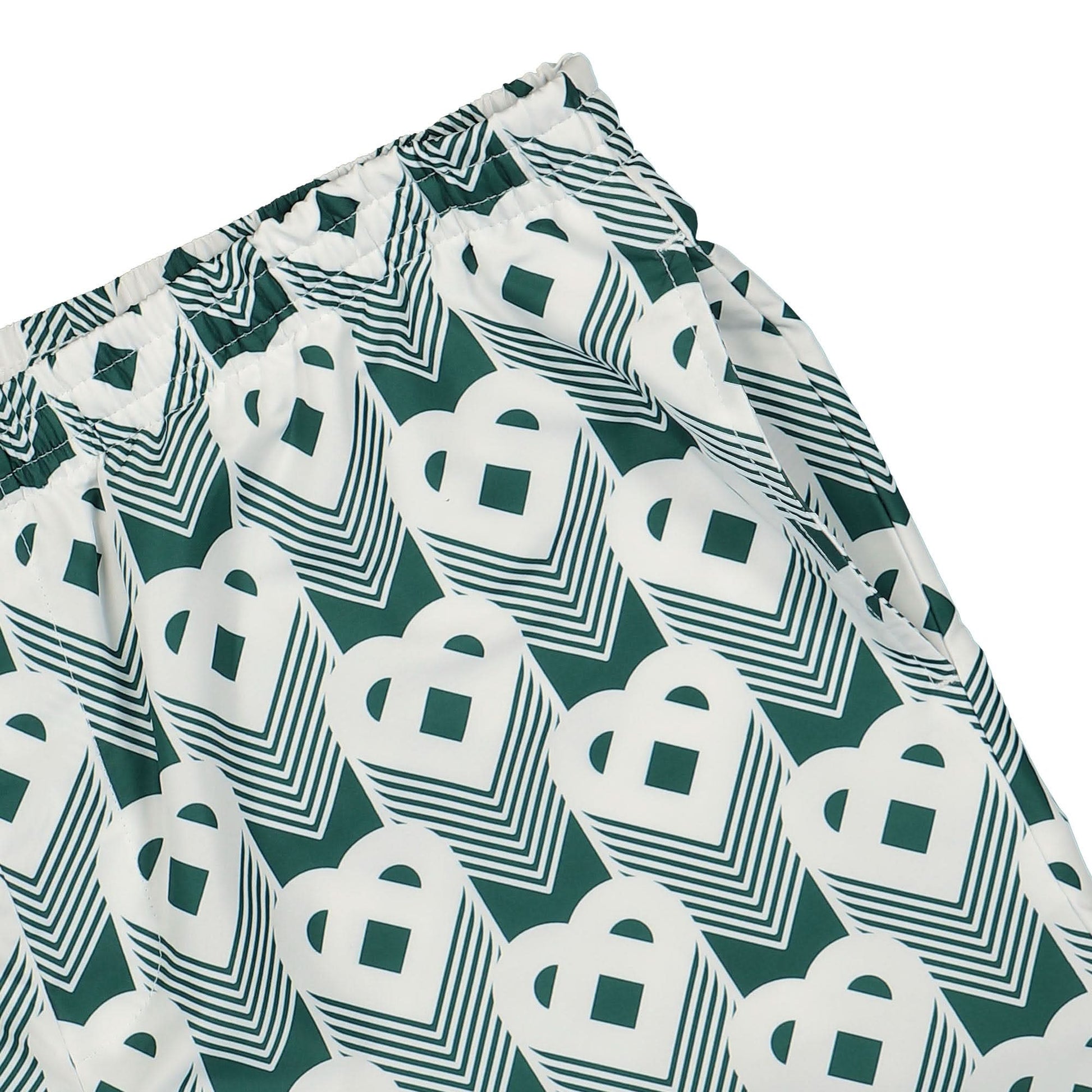 Casablanca Heart Monogram Swim Trunks Green Detail view 4 | Gate