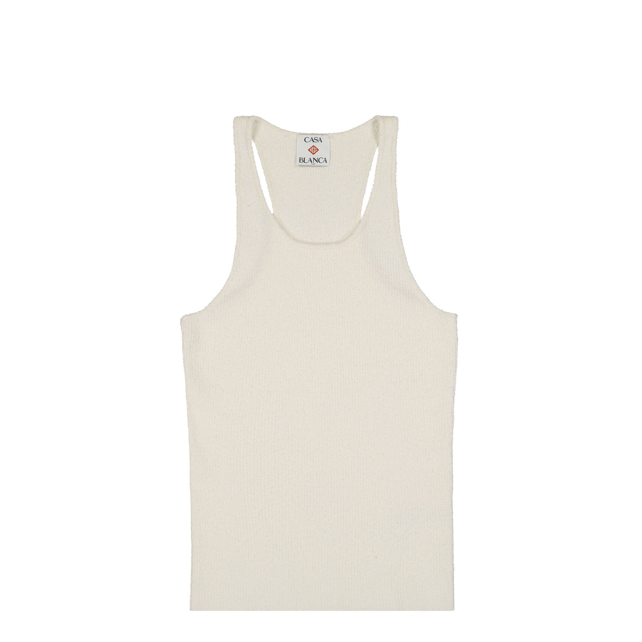 Casablanca Bouclé Ribbed Vest White Detail view 1 | Gate