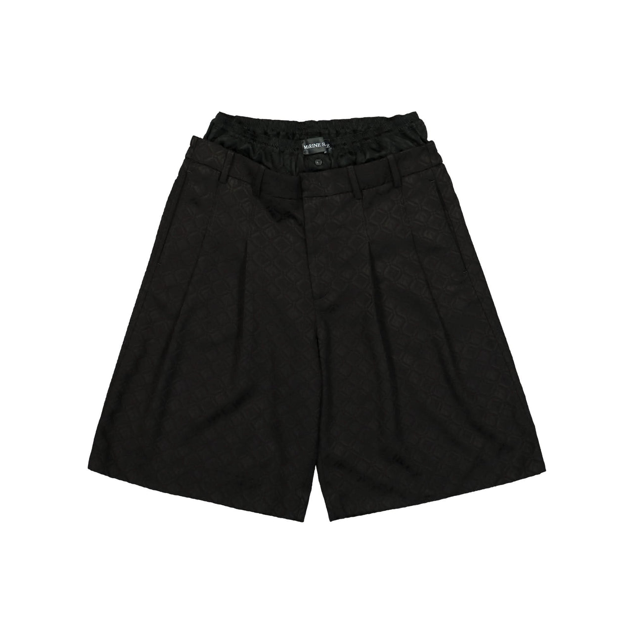 Marine Serre Moon Diamond Jacquard Double Waisted Shorts Black Detail view 1 | Gate