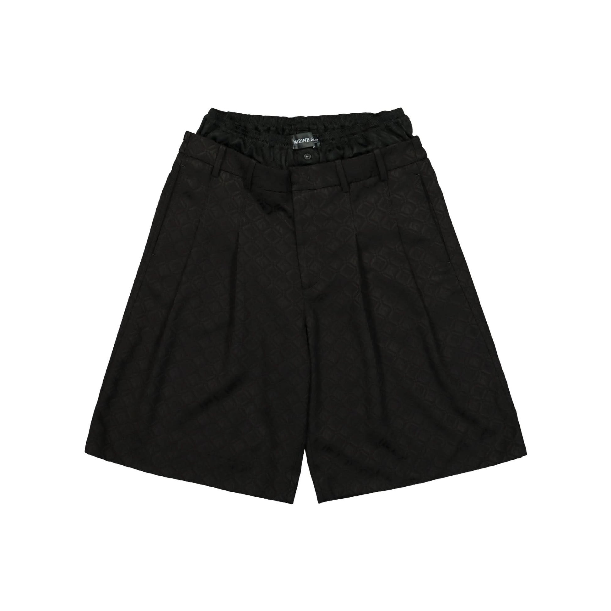 Marine Serre Moon Diamond Jacquard Double Waisted Shorts Black Detail view 1 | Gate