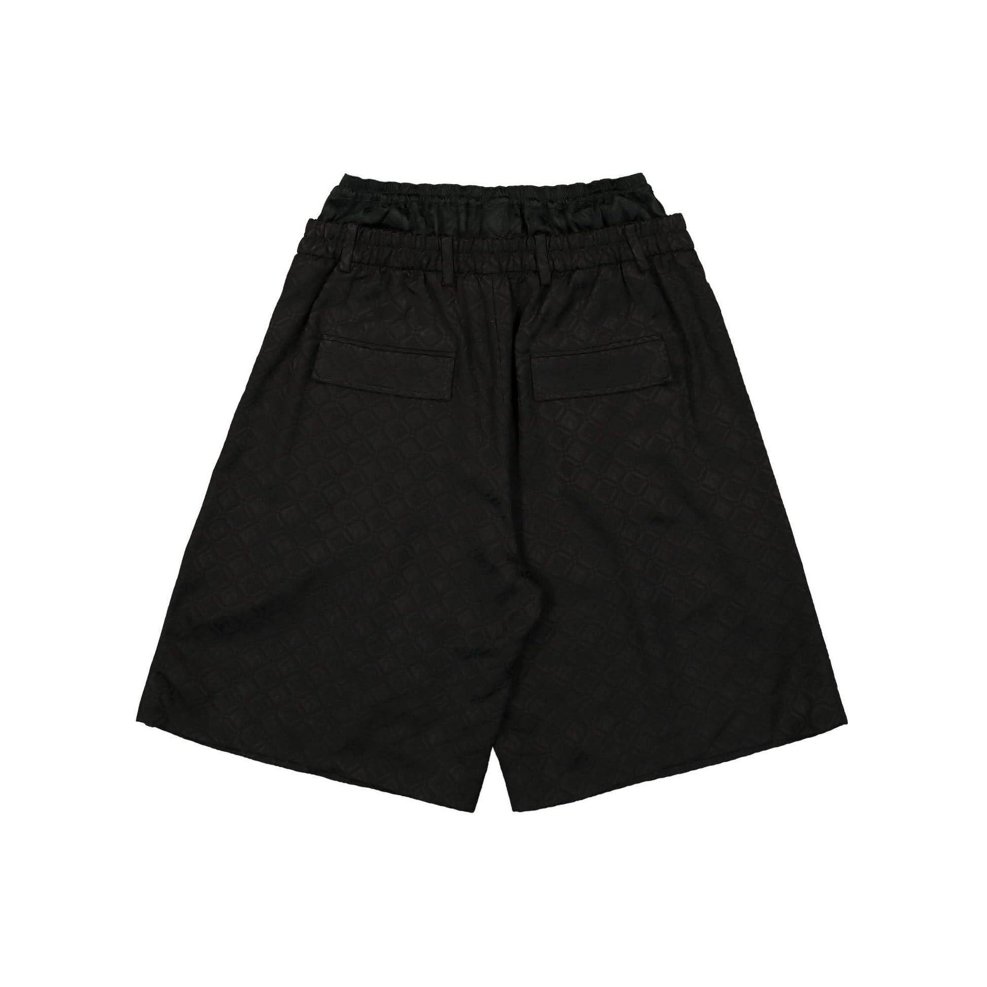 Marine Serre Moon Diamond Jacquard Double Waisted Shorts Black Detail view 3 | Gate
