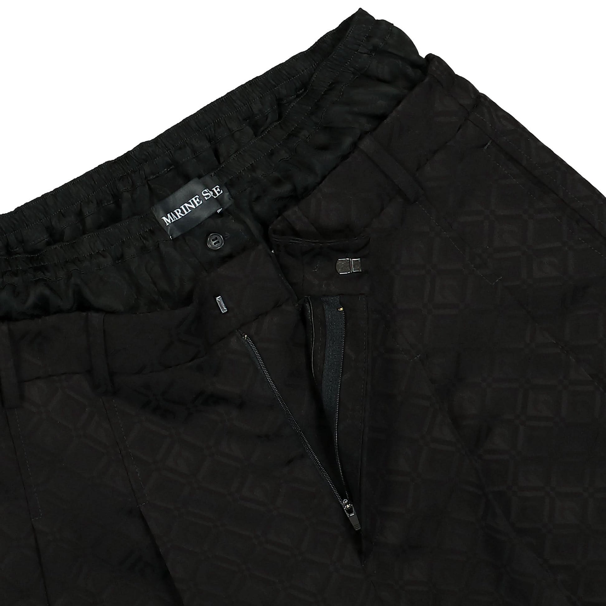 Marine Serre Moon Diamond Jacquard Double Waisted Shorts Black Detail view 5 | Gate