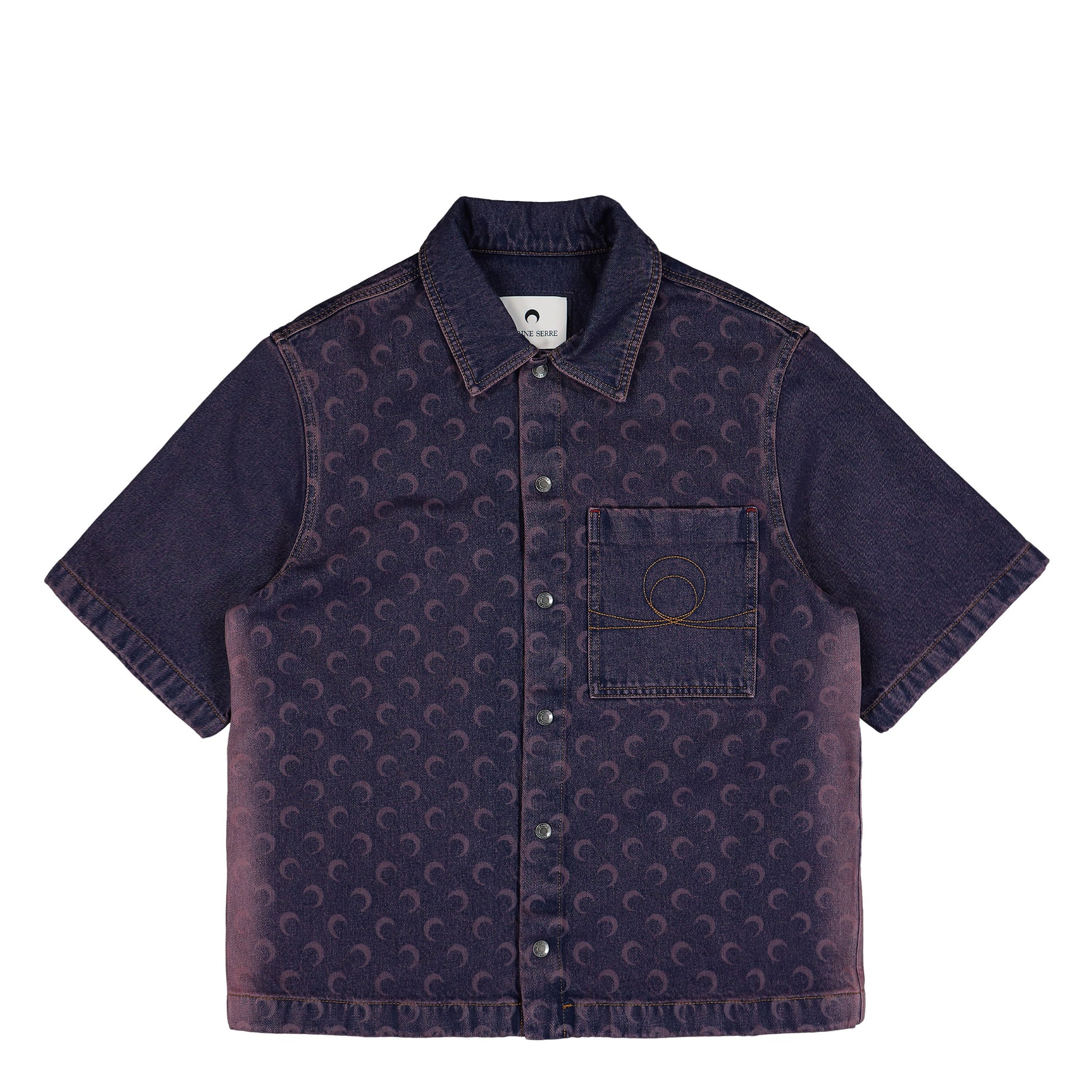Marine Serre Moon Laser Denim Workwear Shirt Purple Detail view 1 | Gate