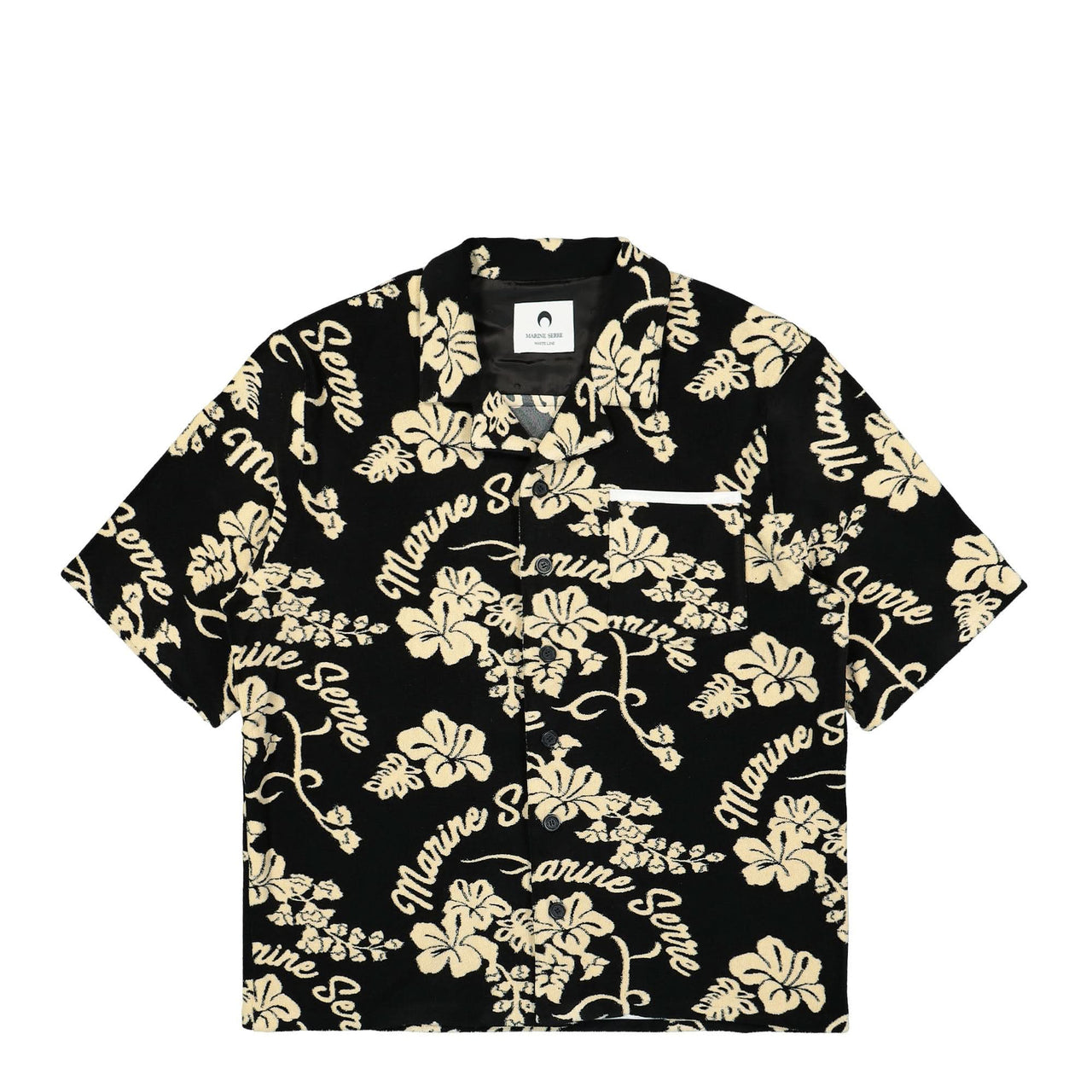 Marine Serre Jersey Jacquard Towels Bowling Shirt Black Detail view 1 | Gate