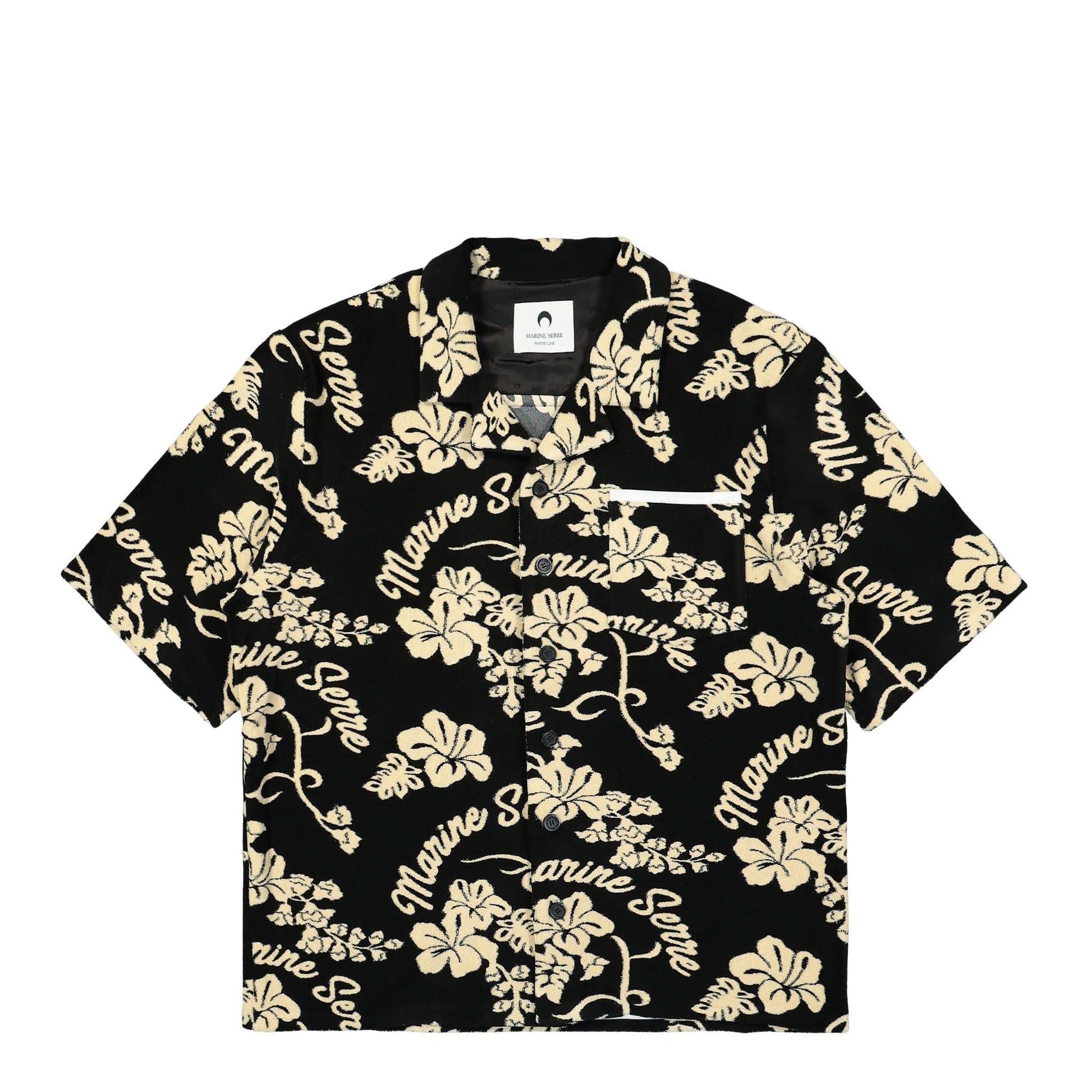 Marine Serre Jersey Jacquard Towels Bowling Shirt Black Detail view 1 | Gate