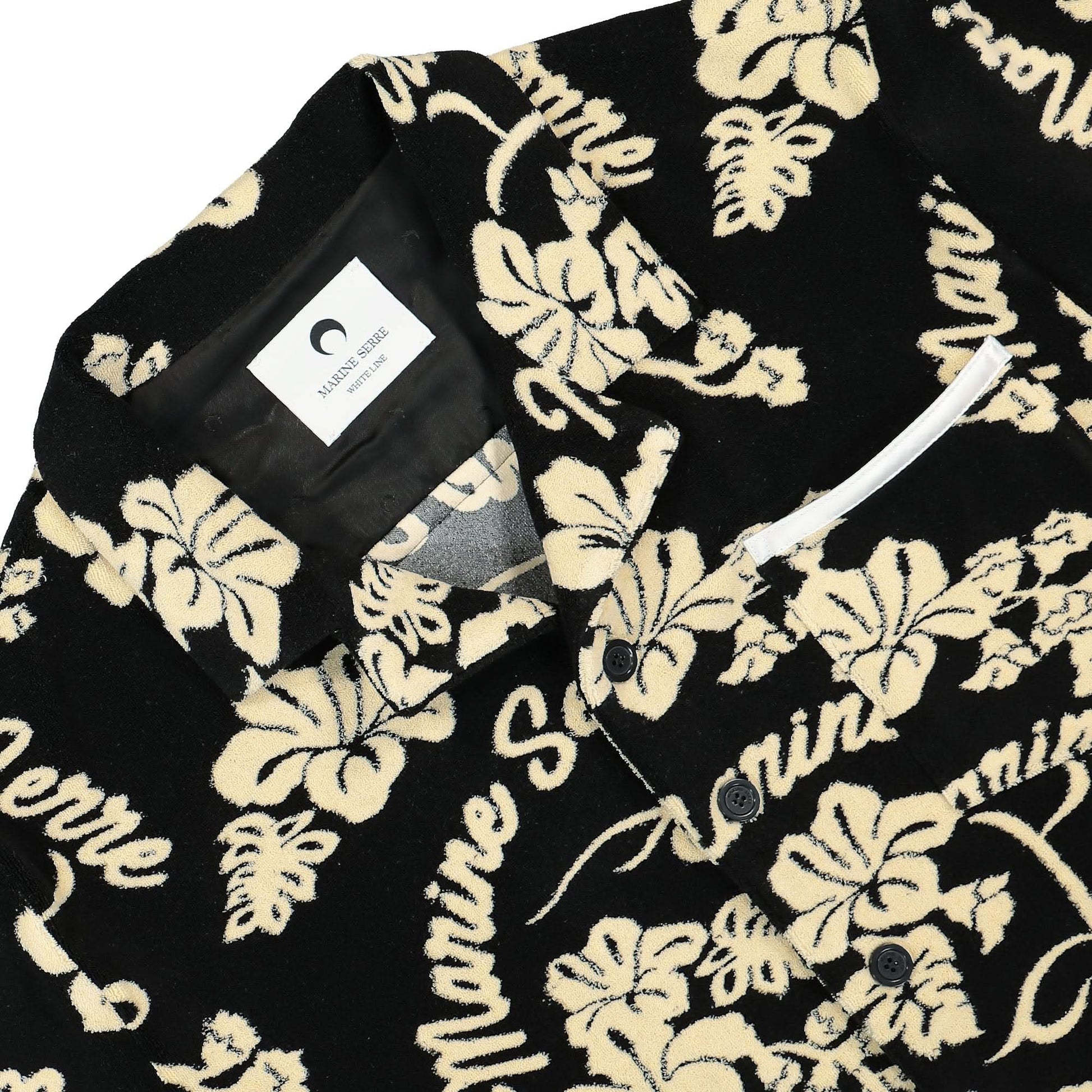 Marine Serre Jersey Jacquard Towels Bowling Shirt Black Detail view 3 | Gate