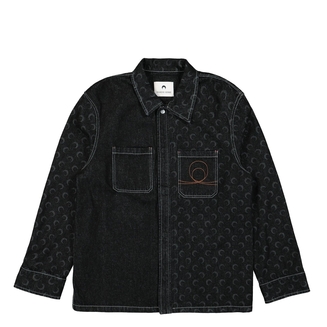Marine Serre Moon Laser Denim Overshirt Black Detail view 1 | Gate