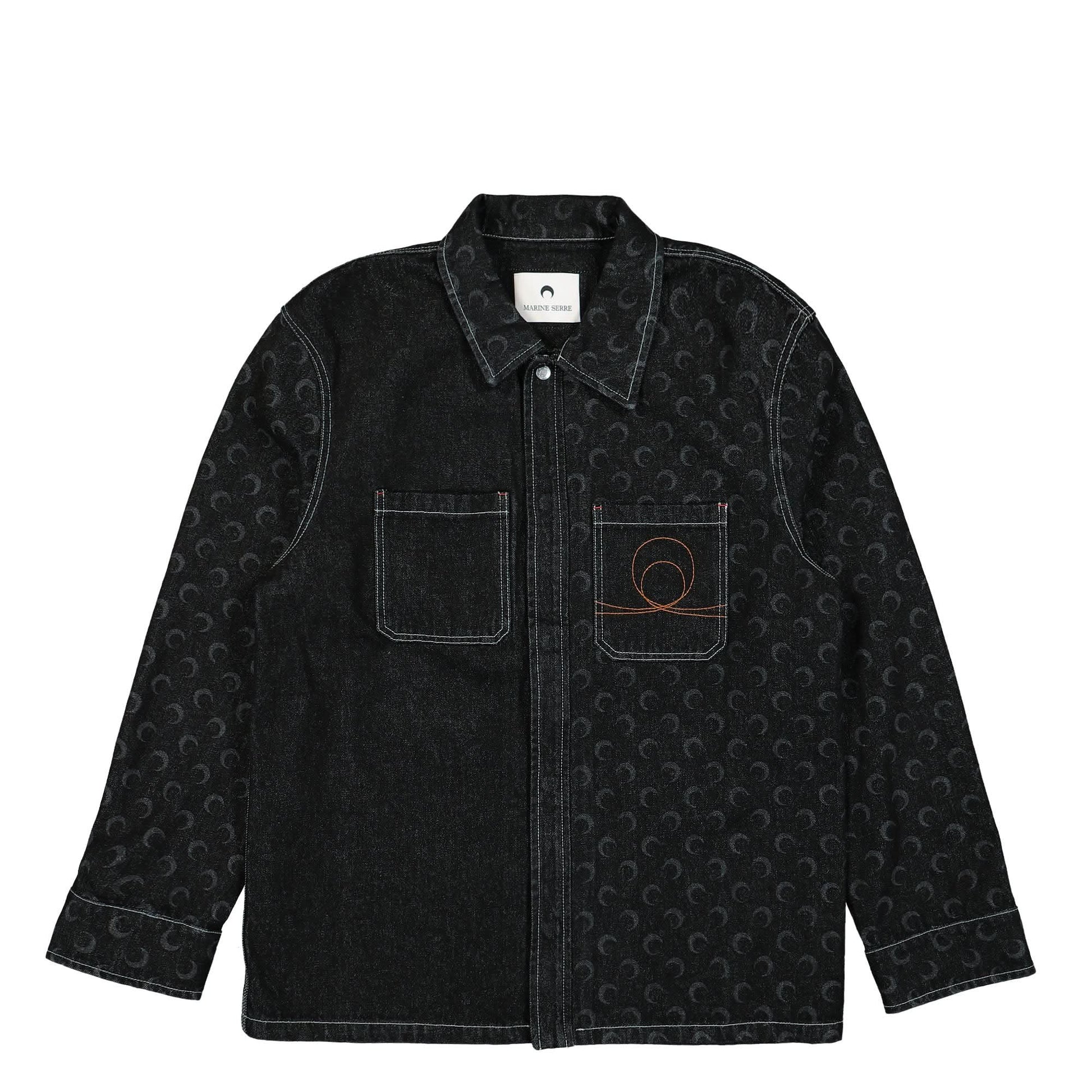 Marine Serre Moon Laser Denim Overshirt Black Detail view 1 | Gate