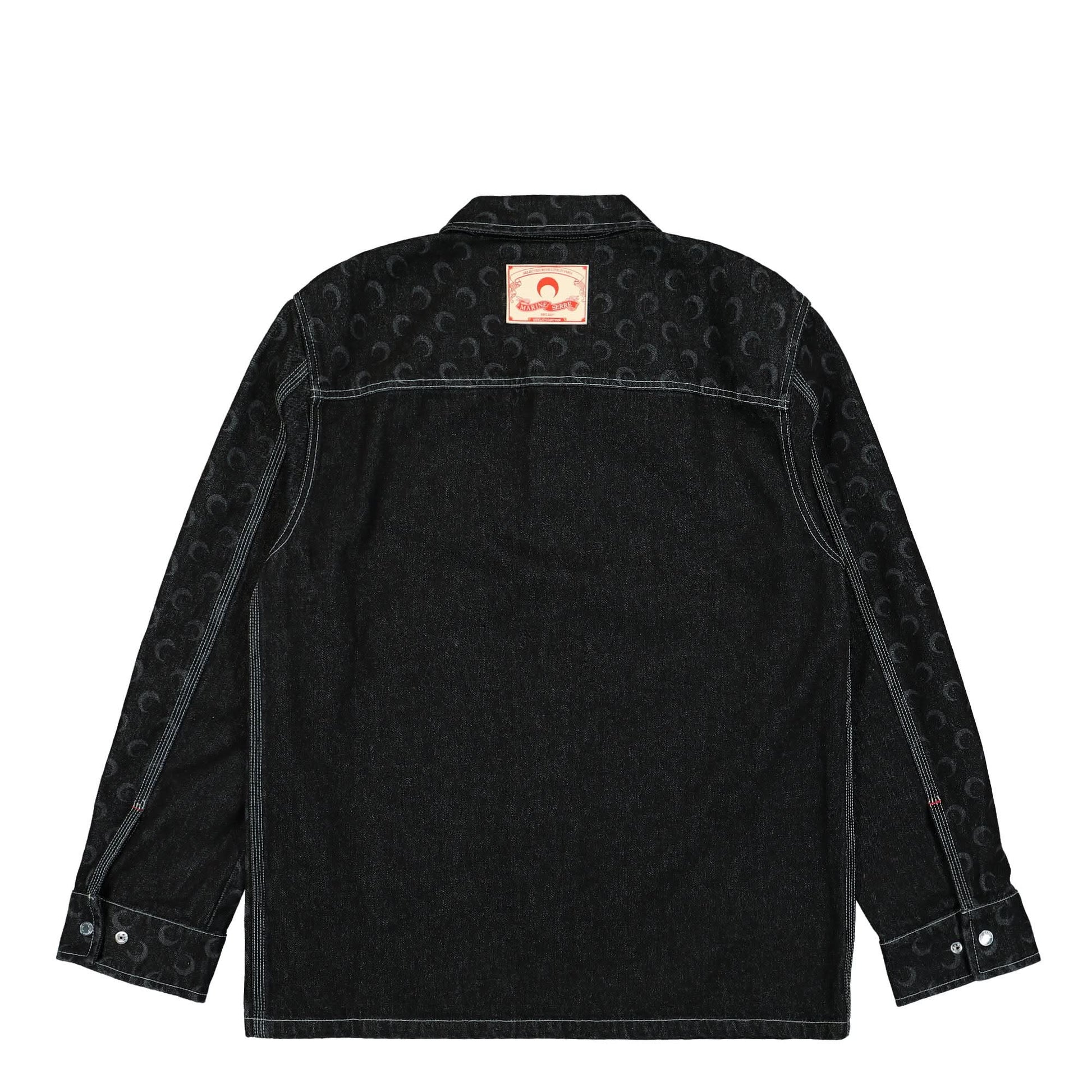 Marine Serre Moon Laser Denim Overshirt Black Detail view 4 | Gate