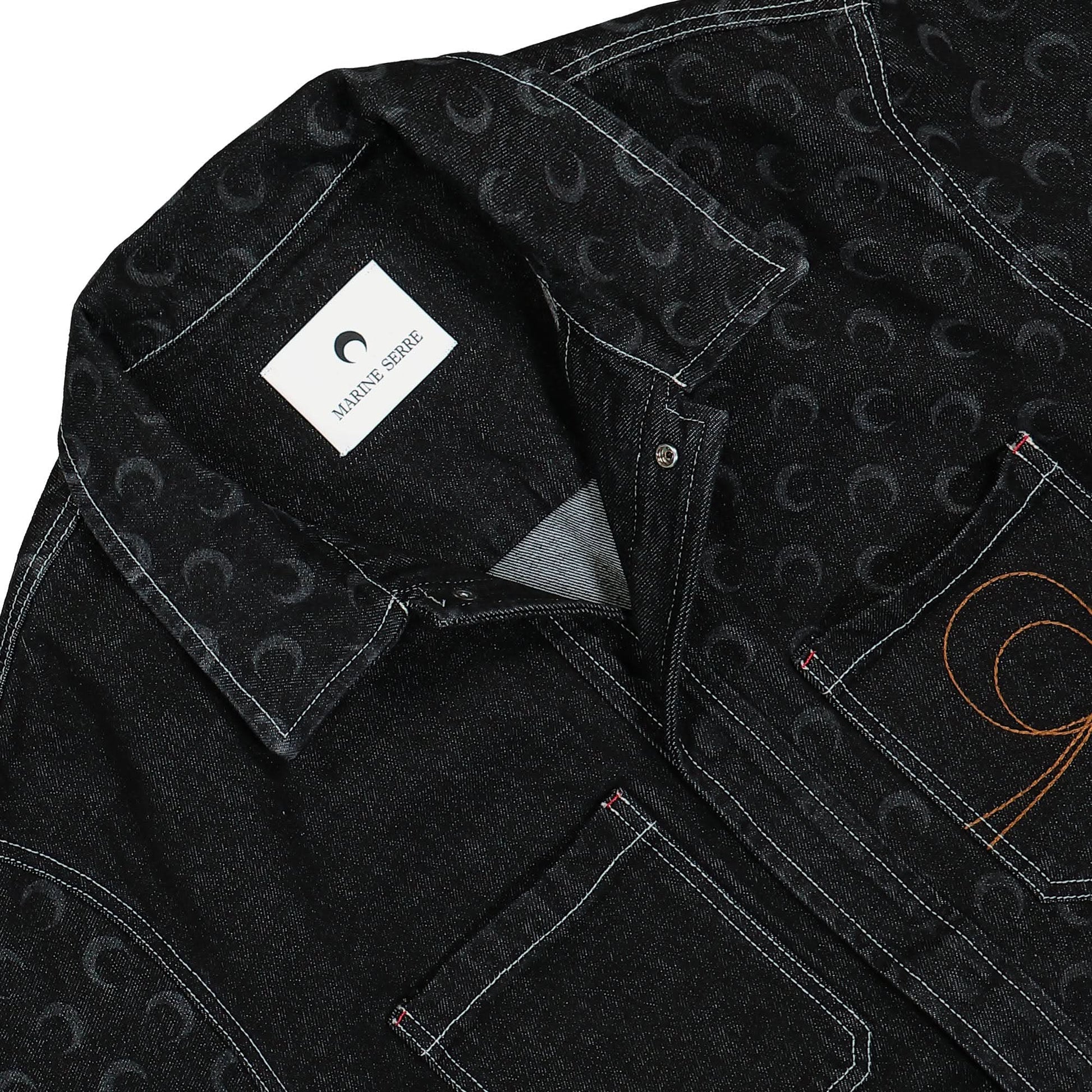 Marine Serre Moon Laser Denim Overshirt Black Detail view 5 | Gate