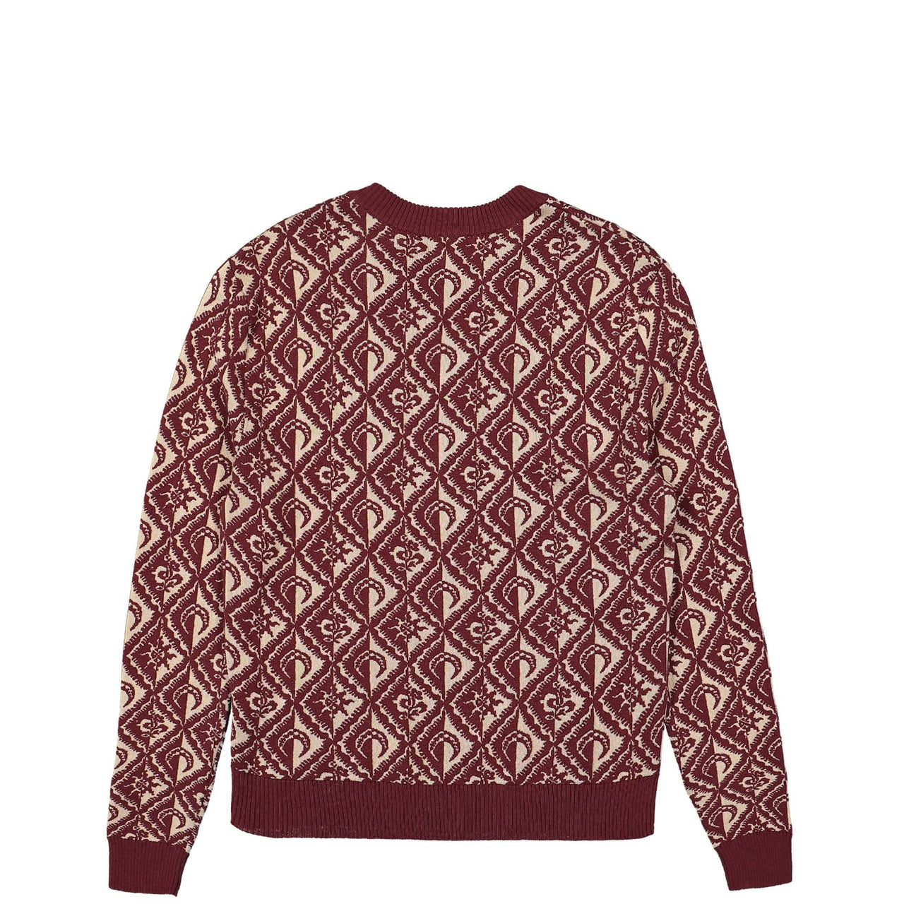 Marine Serre Moon Diamant Knit Jacquard Crewneck Pullover Red Detail view 1 | Gate