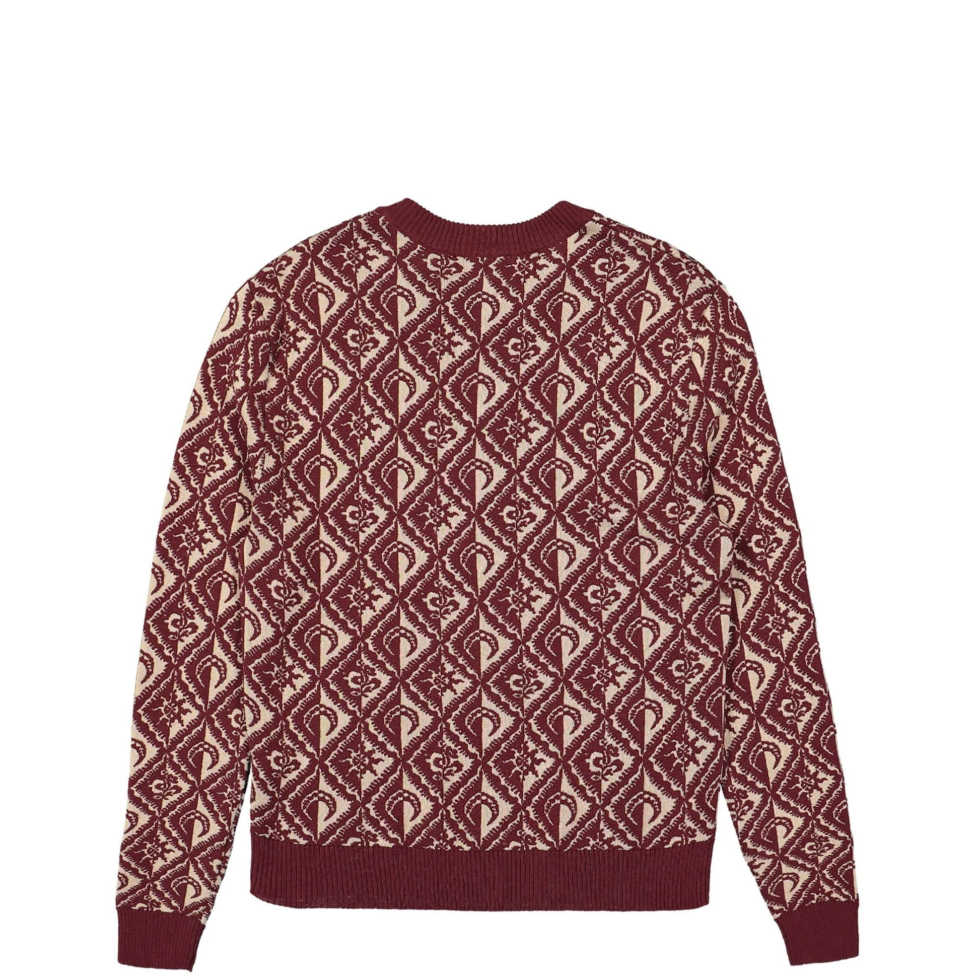 Marine Serre Moon Diamant Knit Jacquard Crewneck Pullover Red Detail view 2 | Gate