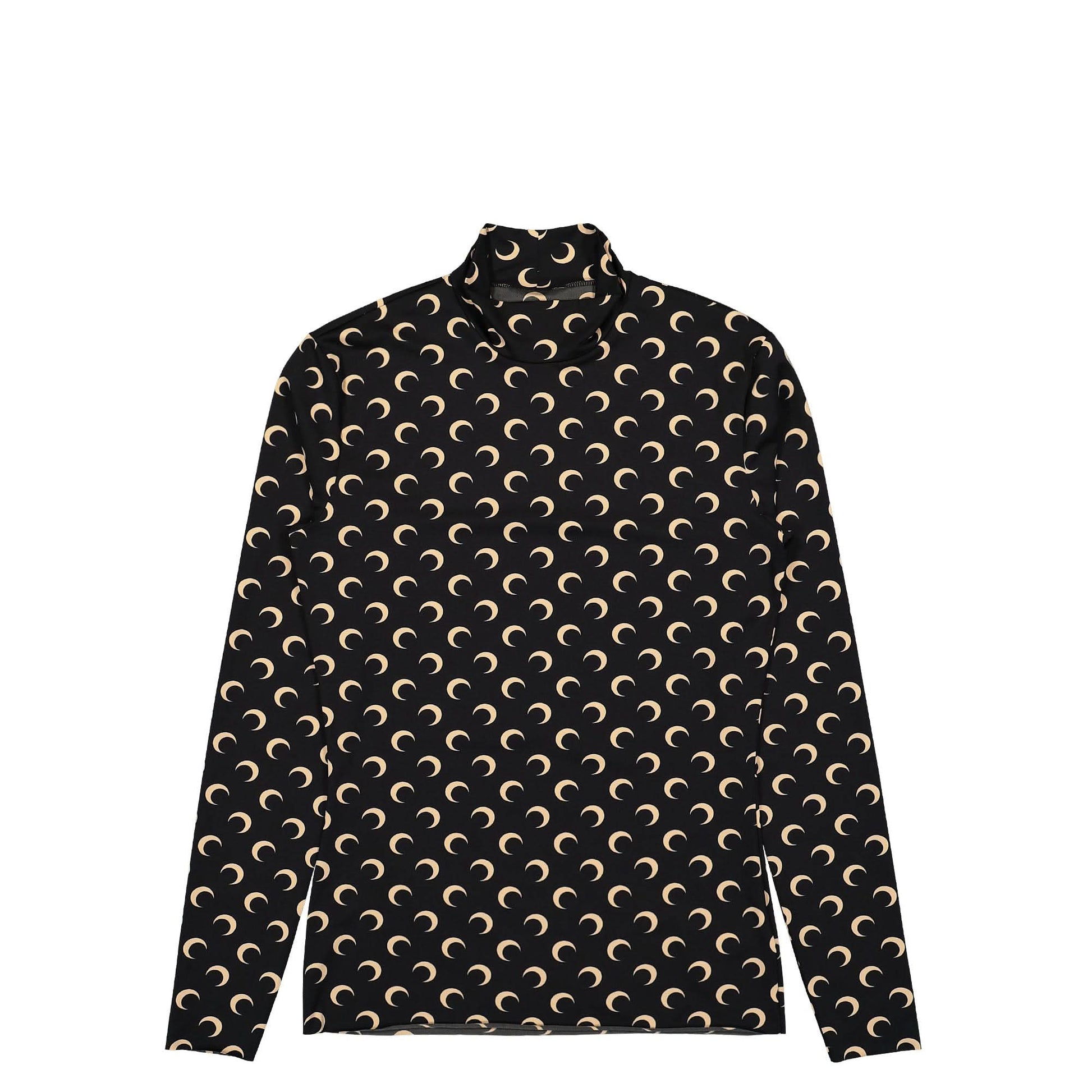Marine Serre Regenerated All Over Moon Jersey Second Skin Top Black Detail view 1 | Gate