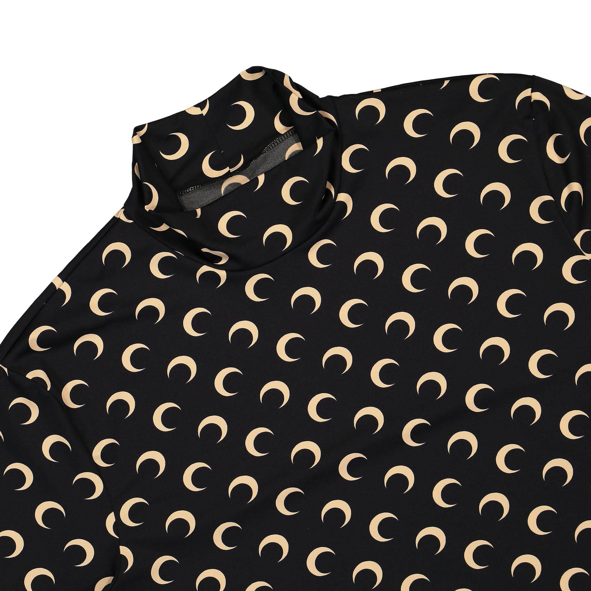 Marine Serre Regenerated All Over Moon Jersey Second Skin Top Black Detail view 3 | Gate