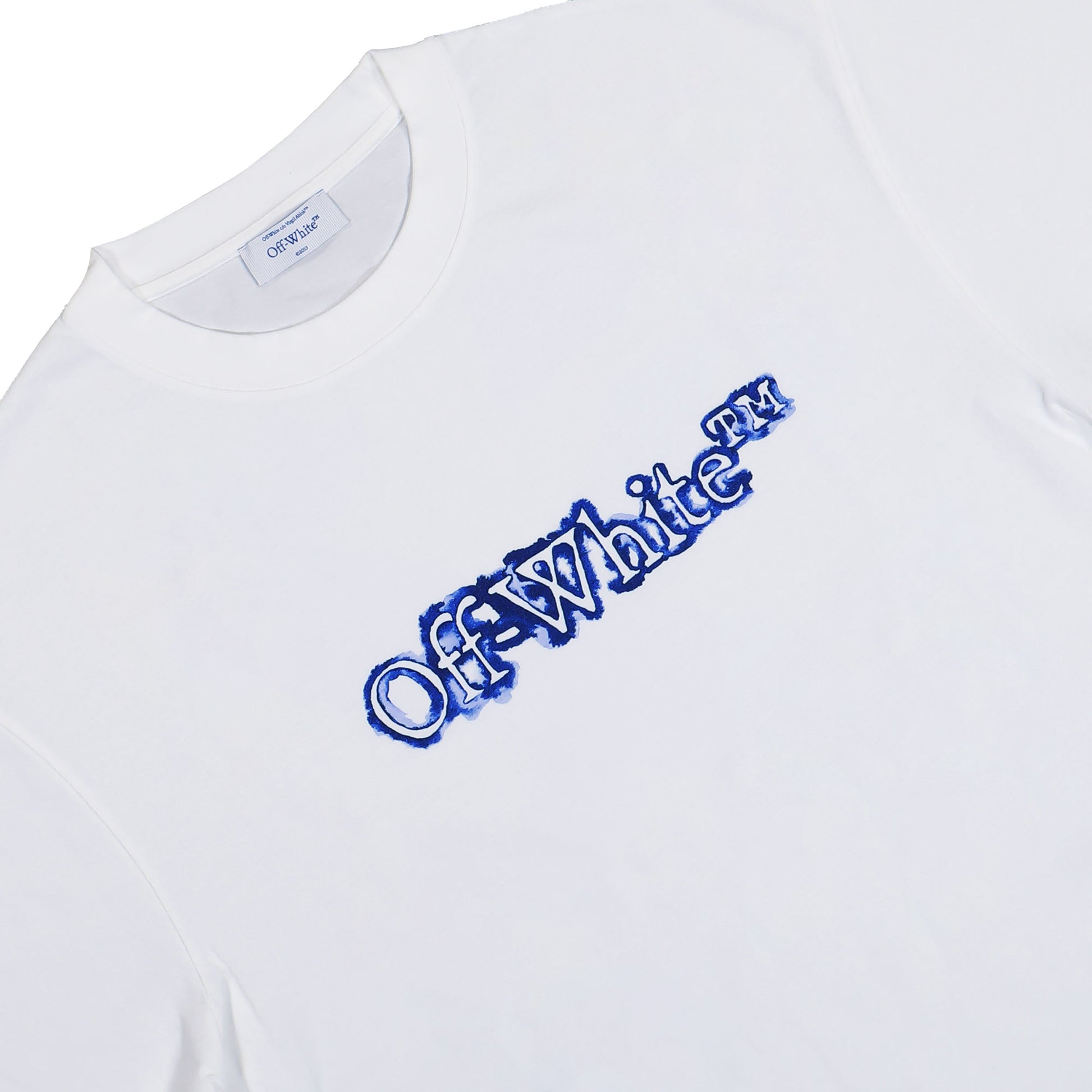 Off-White Cloudy Arrow Skate S/S Tee White - Nautical Blue T-Shirts OMAA120F25JER00G0146 Detail View 3 | GATE