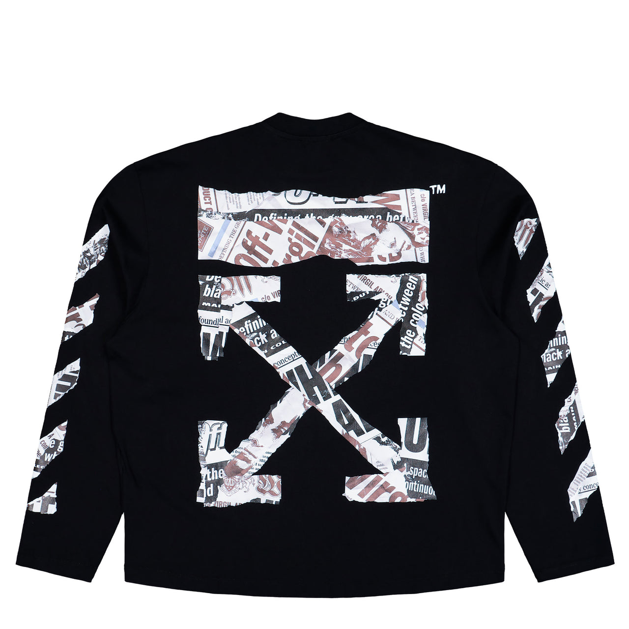 Off-White Newspaper Arrow 90s Skate L/S Black - White Longsleeves OMAB09CF25JER0021001 Detail View 1 | GATE