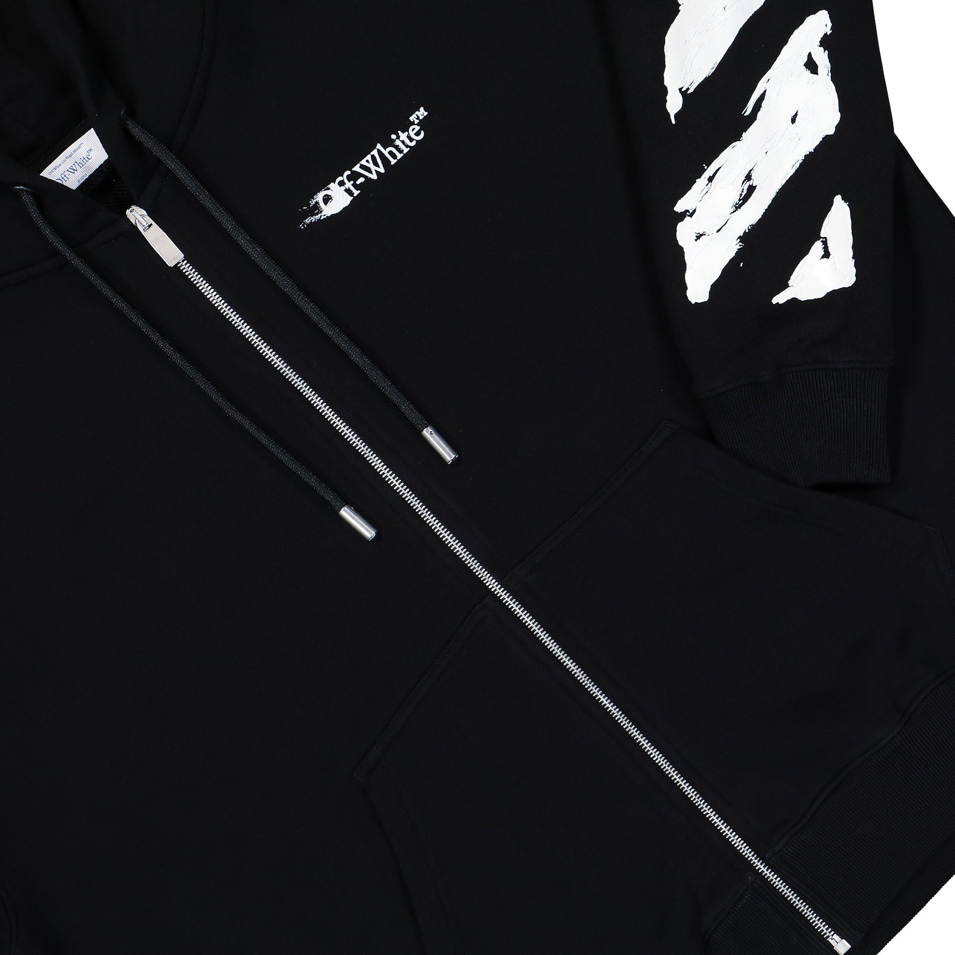 Off-White Ink Arrow Skate Zip Hoodie Black - White Hoodies OMBE015F25FLE0021001 Detail View 4 | GATE