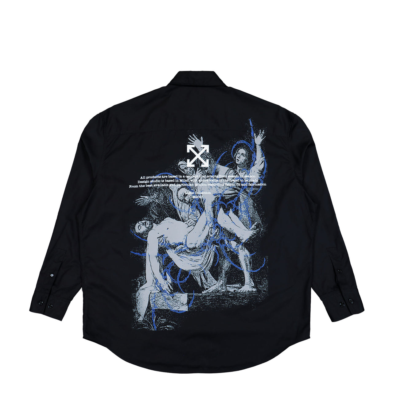 Off-White Faded Painting Popl Over Shirt Black - White Shirts OMGE004F25FAB0031001 Detail View 1 | GATE