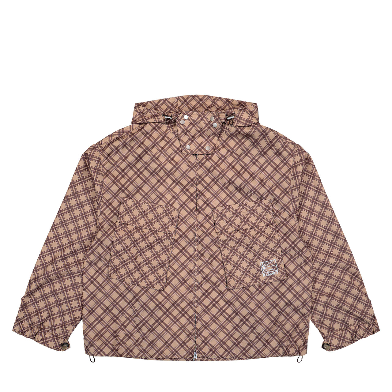 Rassvet Poly Tartan Hooded Jacket Brown Jackets PACC18J006-1 Detail View 1 | GATE
