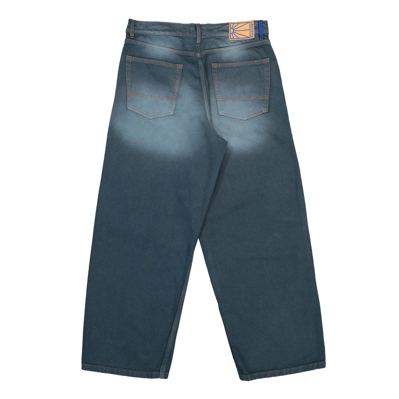 Rassvet Sun Dyed Baggy Denim Pants Dark Green Denim PACC18P001-1 Detail View 1 | GATE