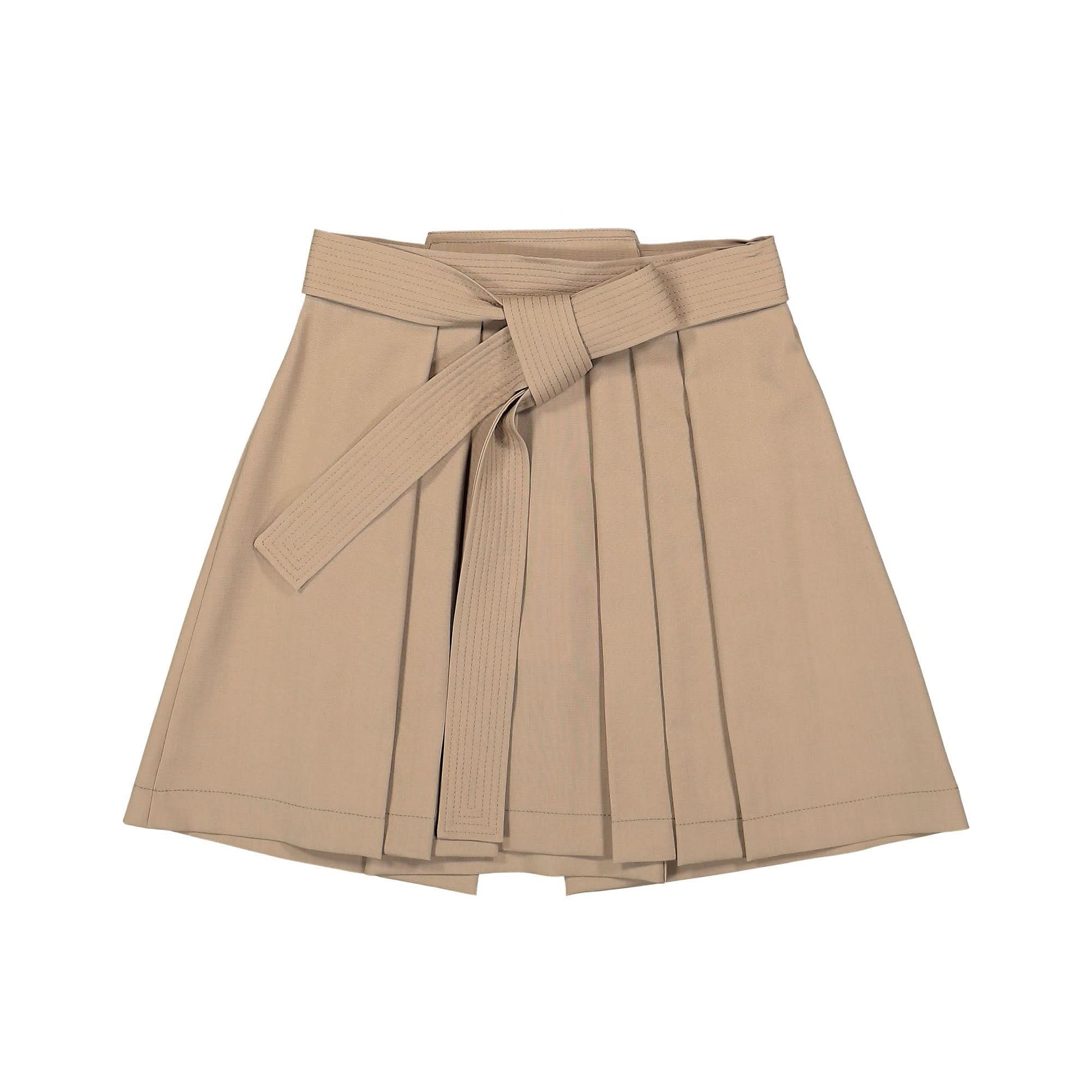 KENZO Pleated Wool Mini Skirt Beige Detail view 1 | Gate