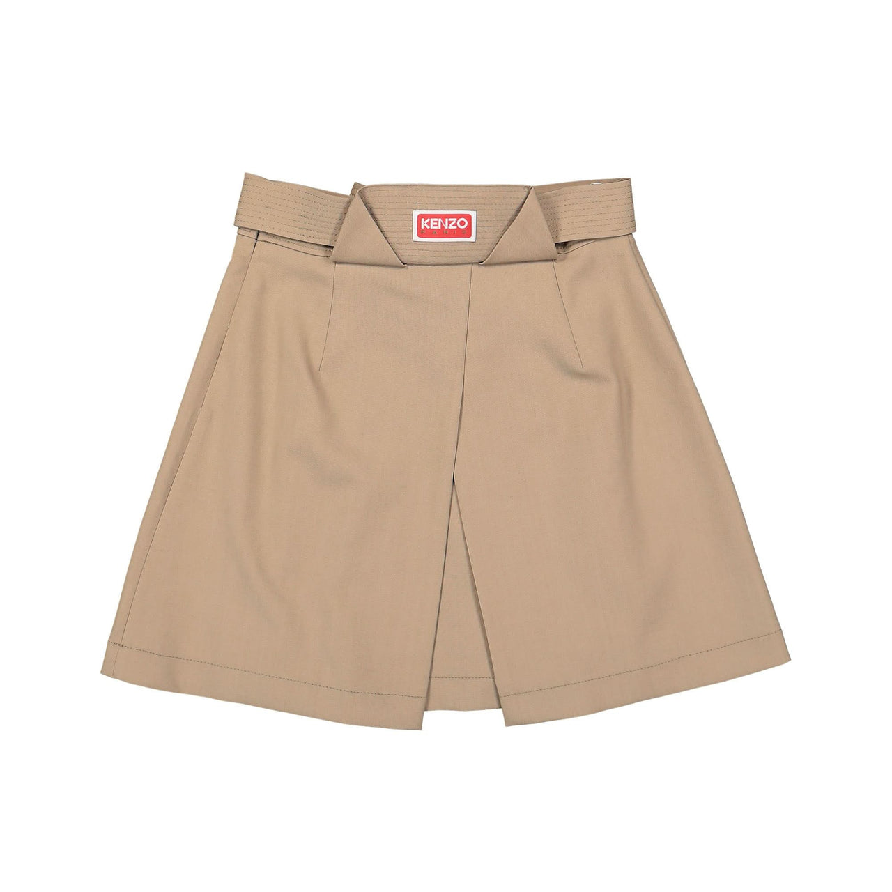 KENZO Pleated Wool Mini Skirt Beige Detail view 1 | Gate
