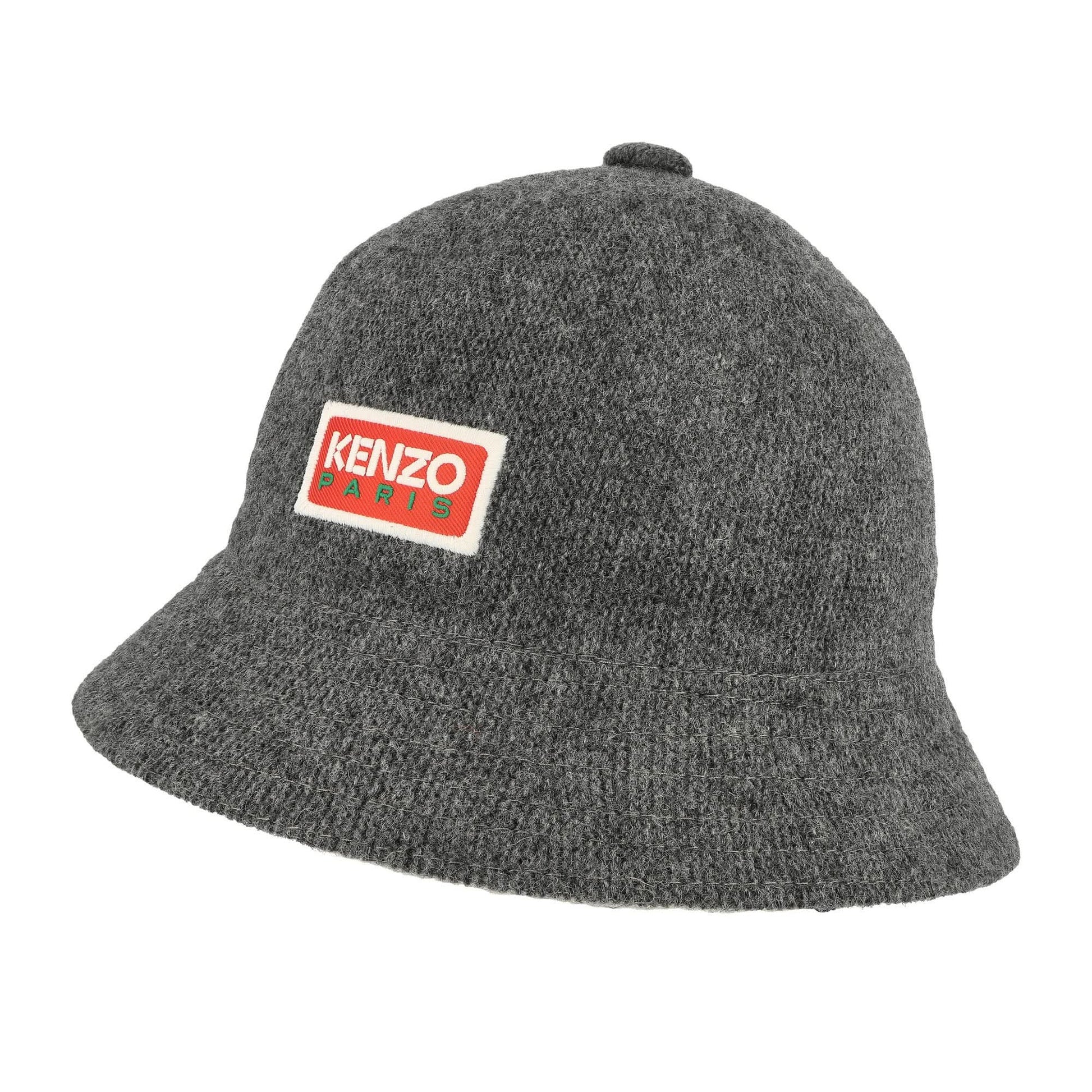 KENZO Logo Print Bucket Hat Grey Detail view 1 | Gate