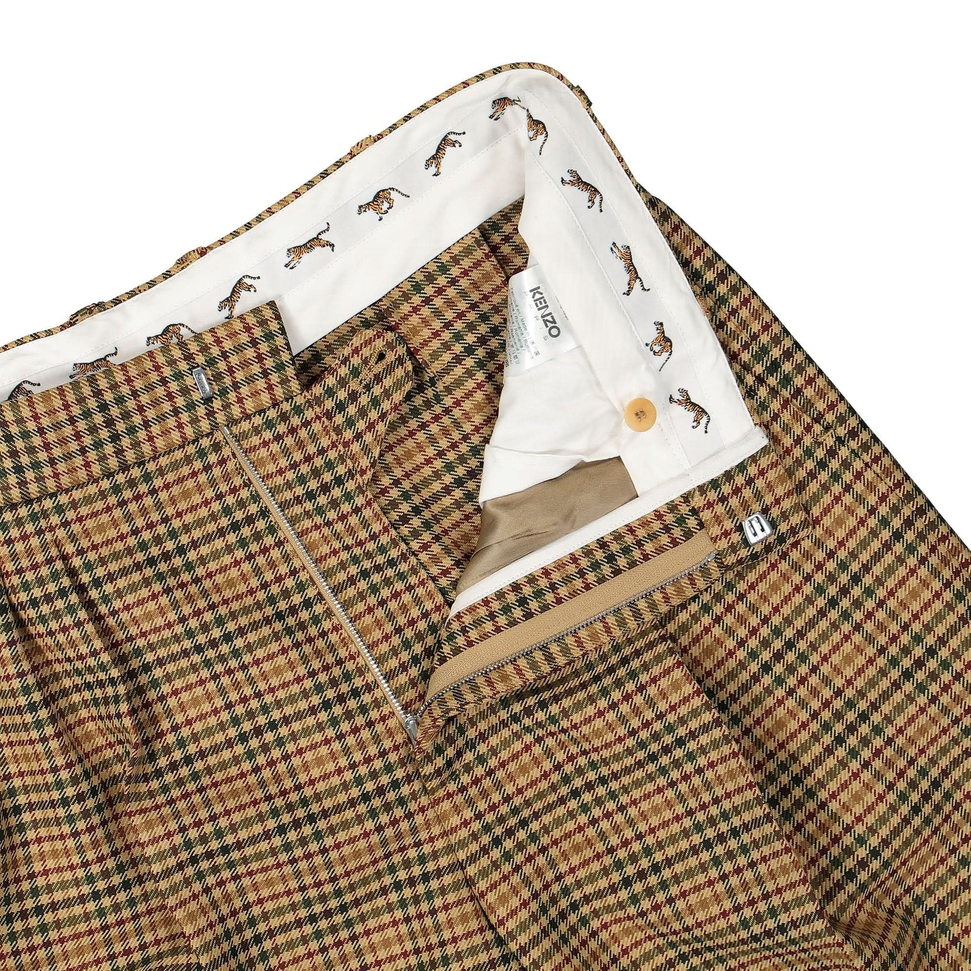 KENZO Check Tailored Pants Brown Detail view 5 | Gate