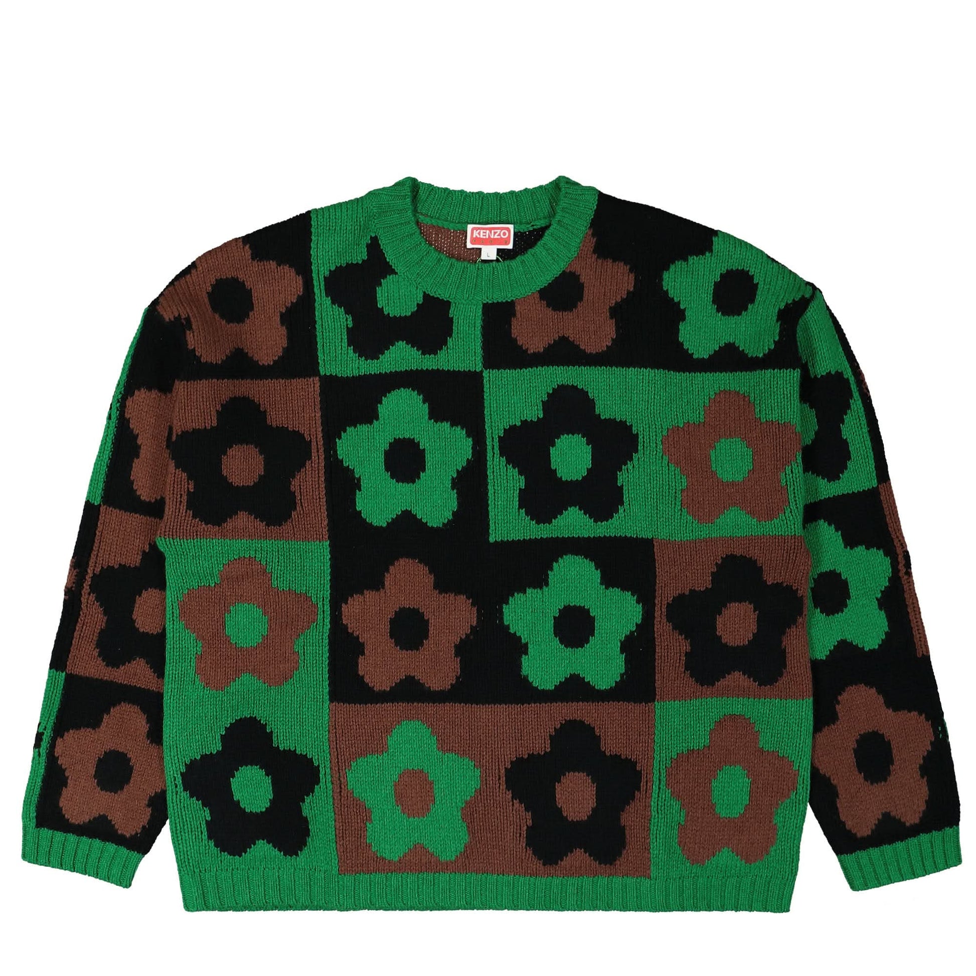 KENZO Boke Checkerboard Jumper Green Detail view 1 | Gate