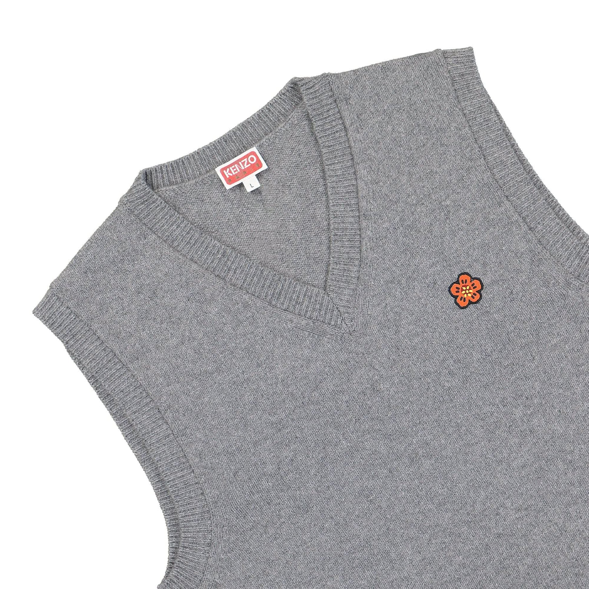KENZO Boke Flower Crest Woolen Jumper Grey Detail view 3 | Gate
