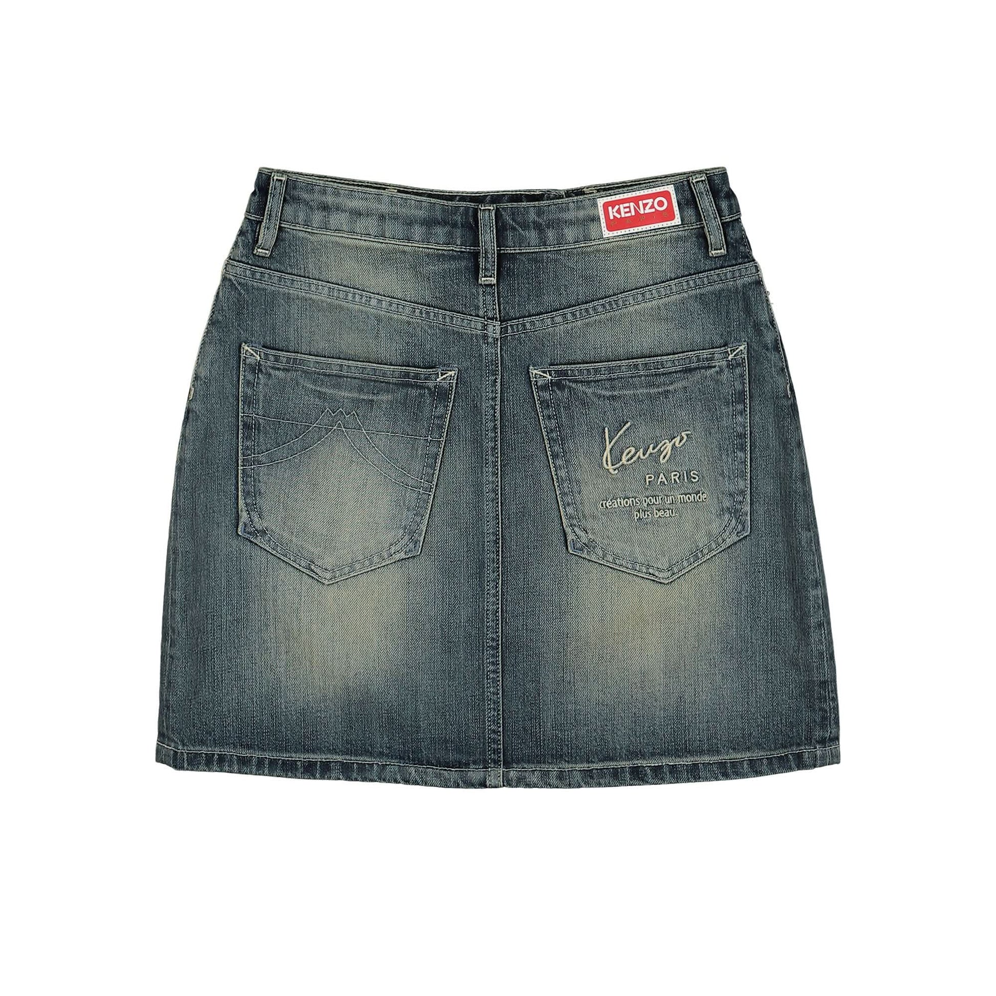 KENZO Solid Small Skirt Blue Detail view 3 | Gate