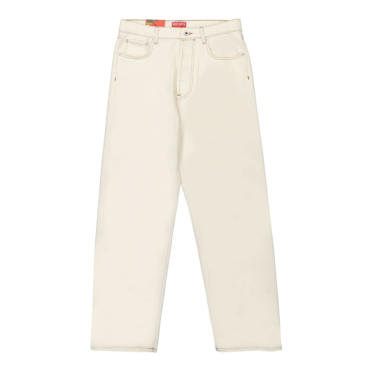 KENZO Cropped Asagao Straight Fit Jeans White Detail view 1 | Gate