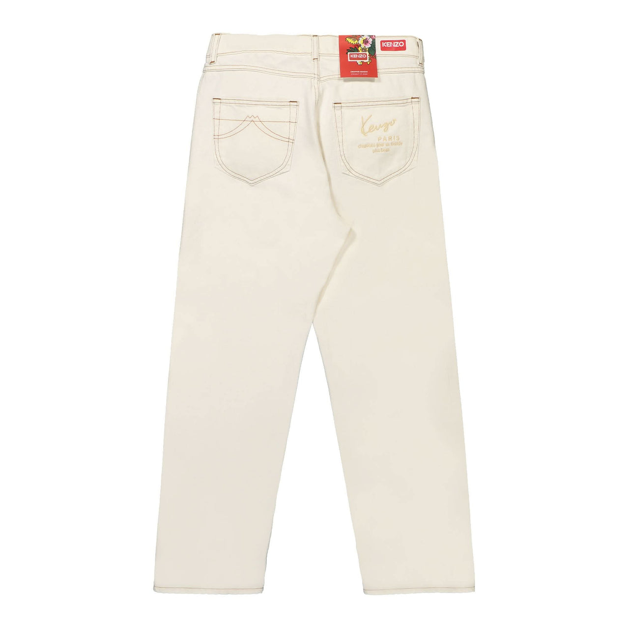 KENZO Cropped Asagao Straight Fit Jeans White Detail view 1 | Gate