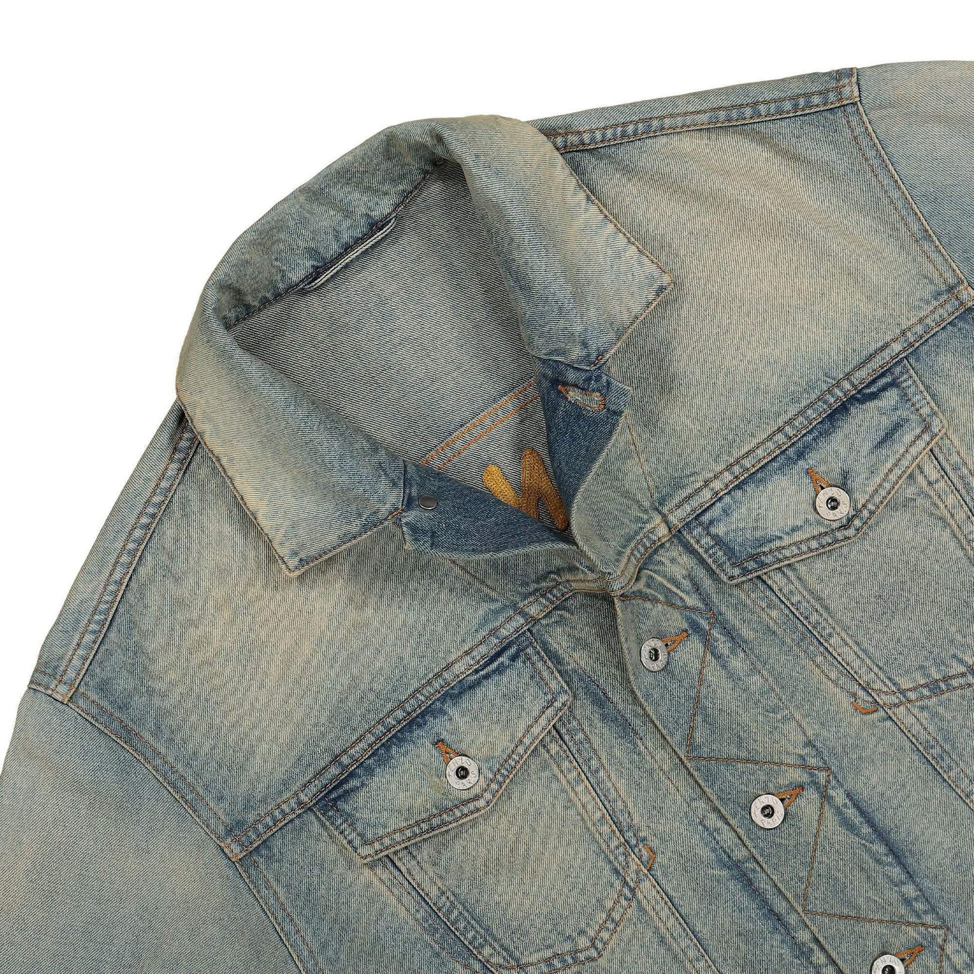 KENZO KENZO Drawn Varsity Denim Jacket Blue Detail view 3 | Gate